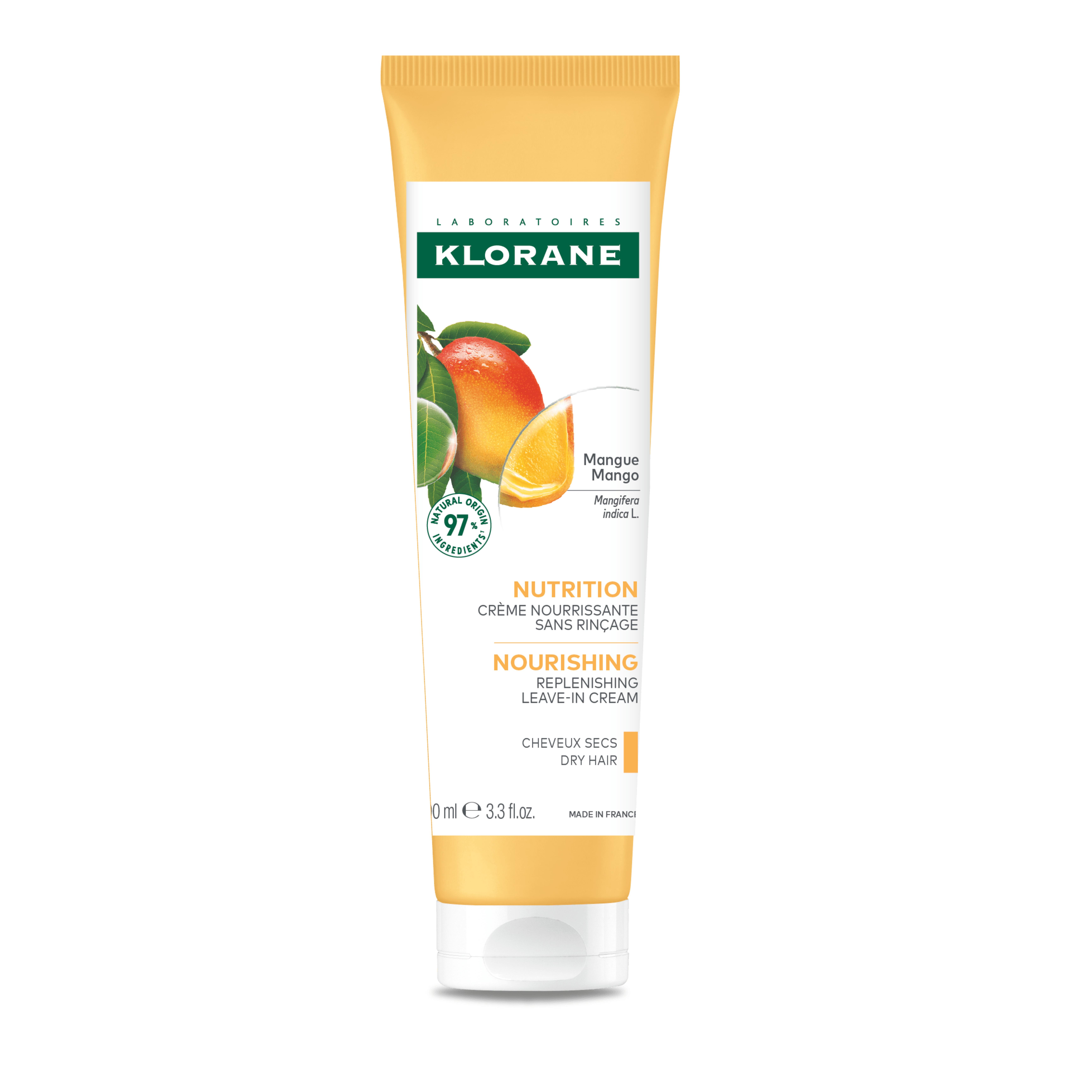 KLORANE Crème nourrissante sans rinçage à la mangue cheveux secs 100ml