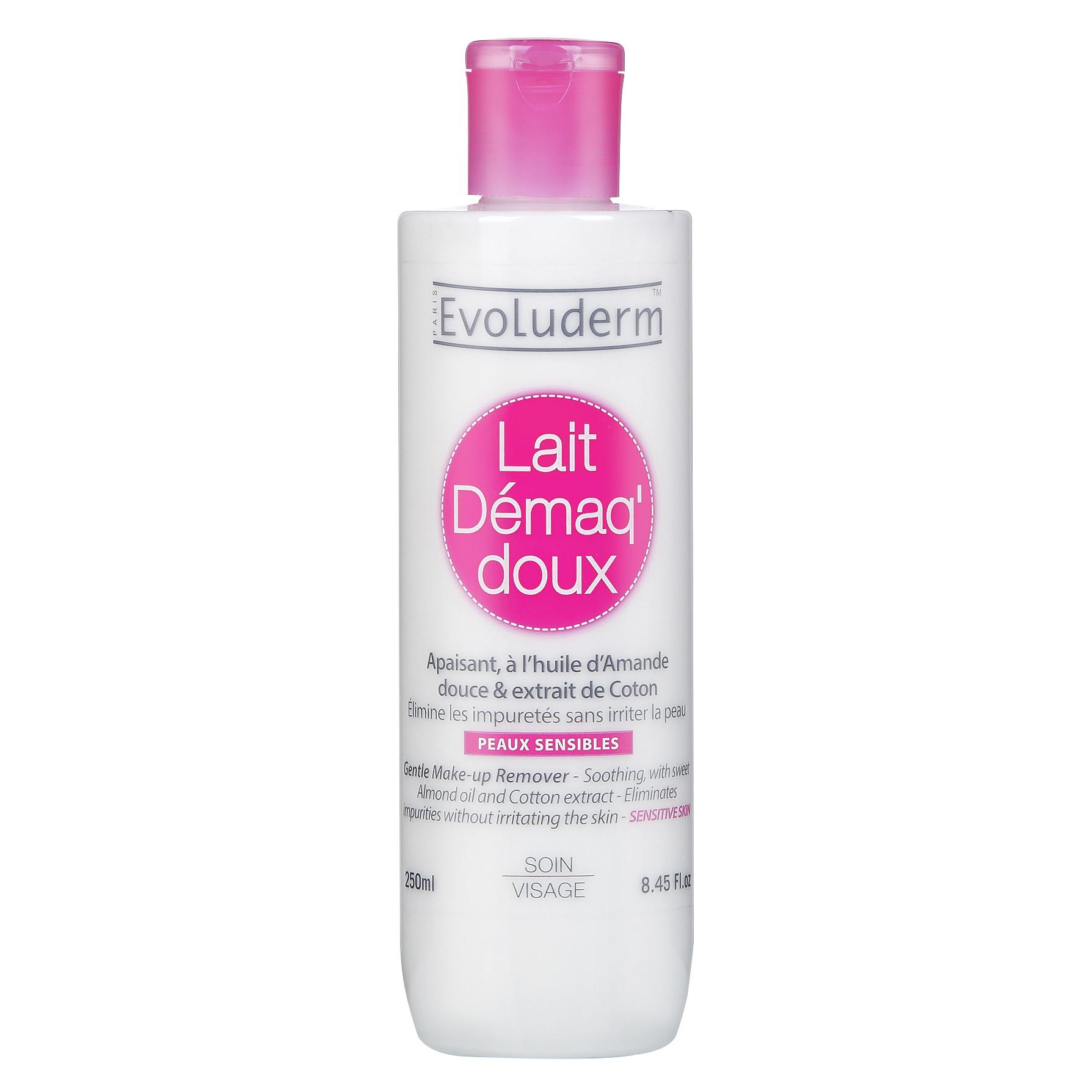 EVOLUDERM Lait démaq' doux à l'huile d'amande douce et extrait de coton peaux sensibles 250ml