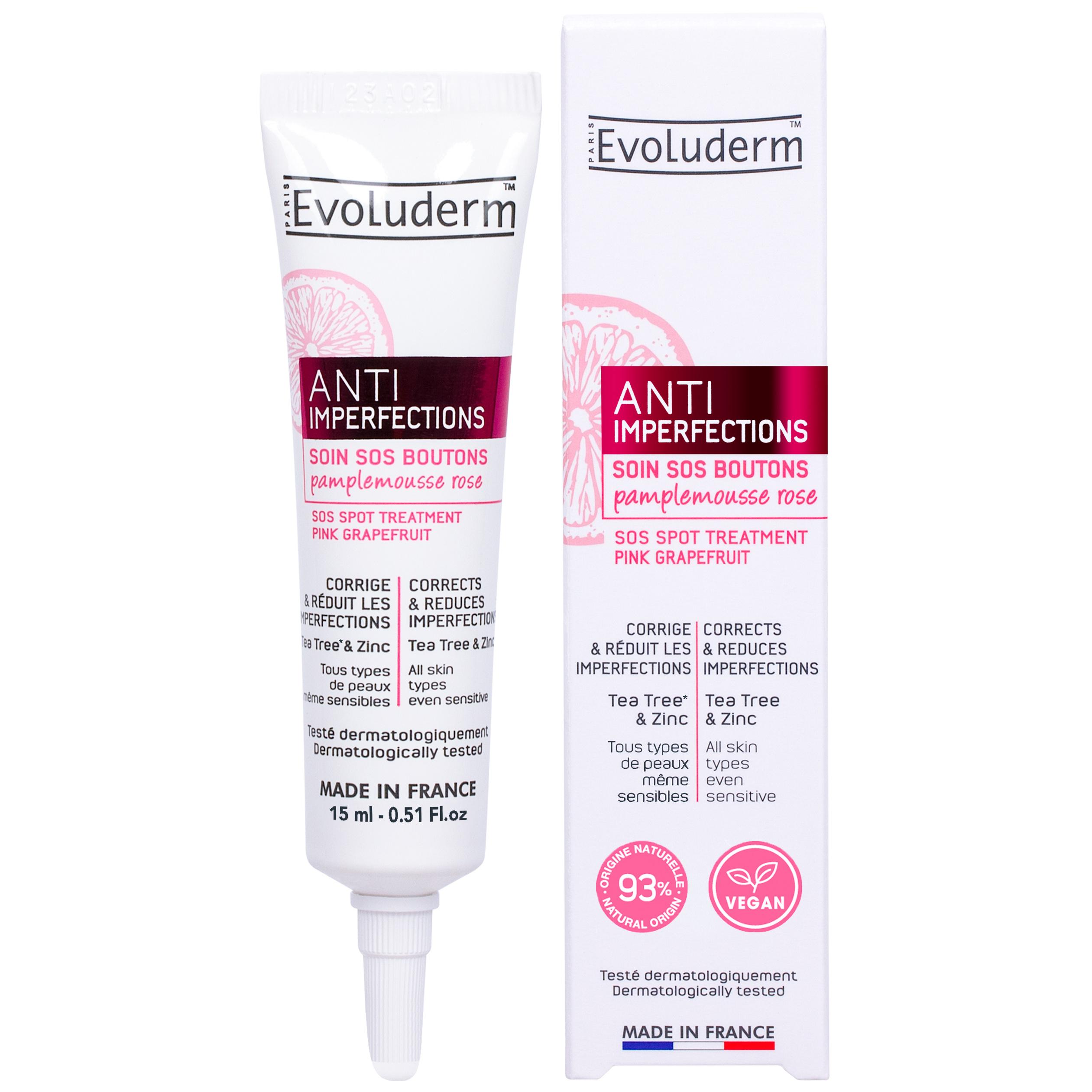 EVOLUDERM Anti-Imperfections Soin SOS boutons au pamplemousse rose tous types de peaux même sensibles 15ml