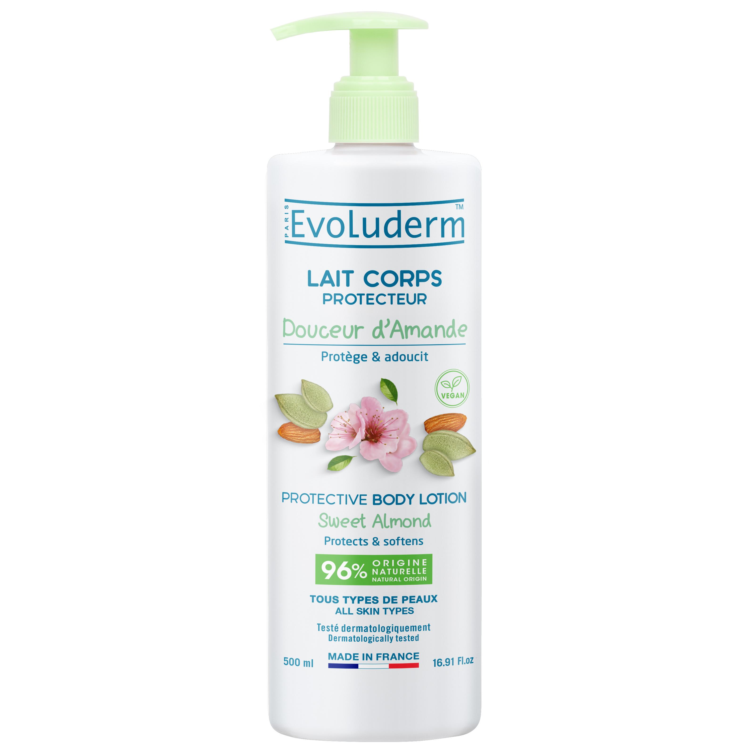 EVOLUDERM Lait corps protecteur douceur d'amande tous types de peaux 500ml