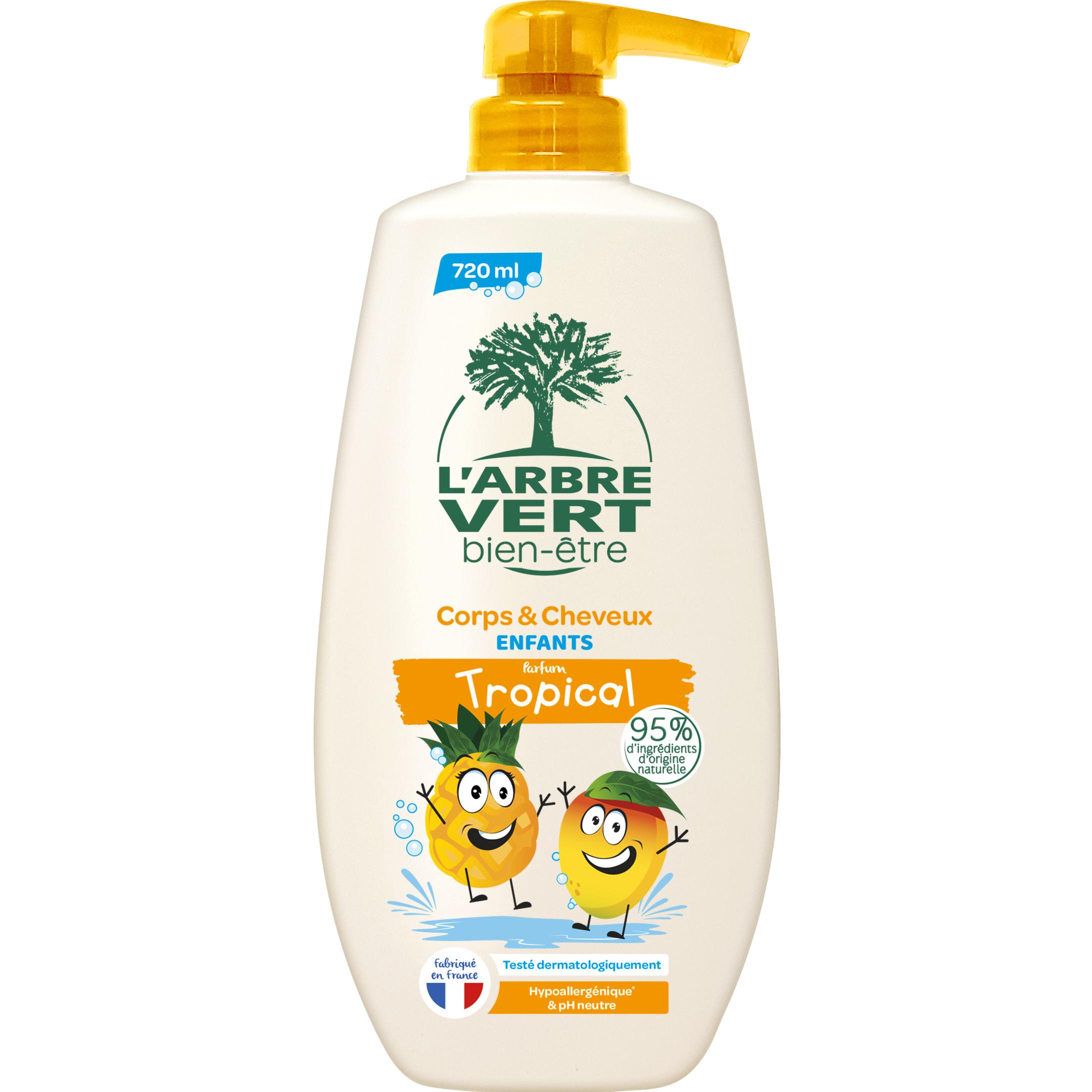 L'ARBRE VERT Bien-être gel lavant corps et cheveux enfants parfum tropical 720ml