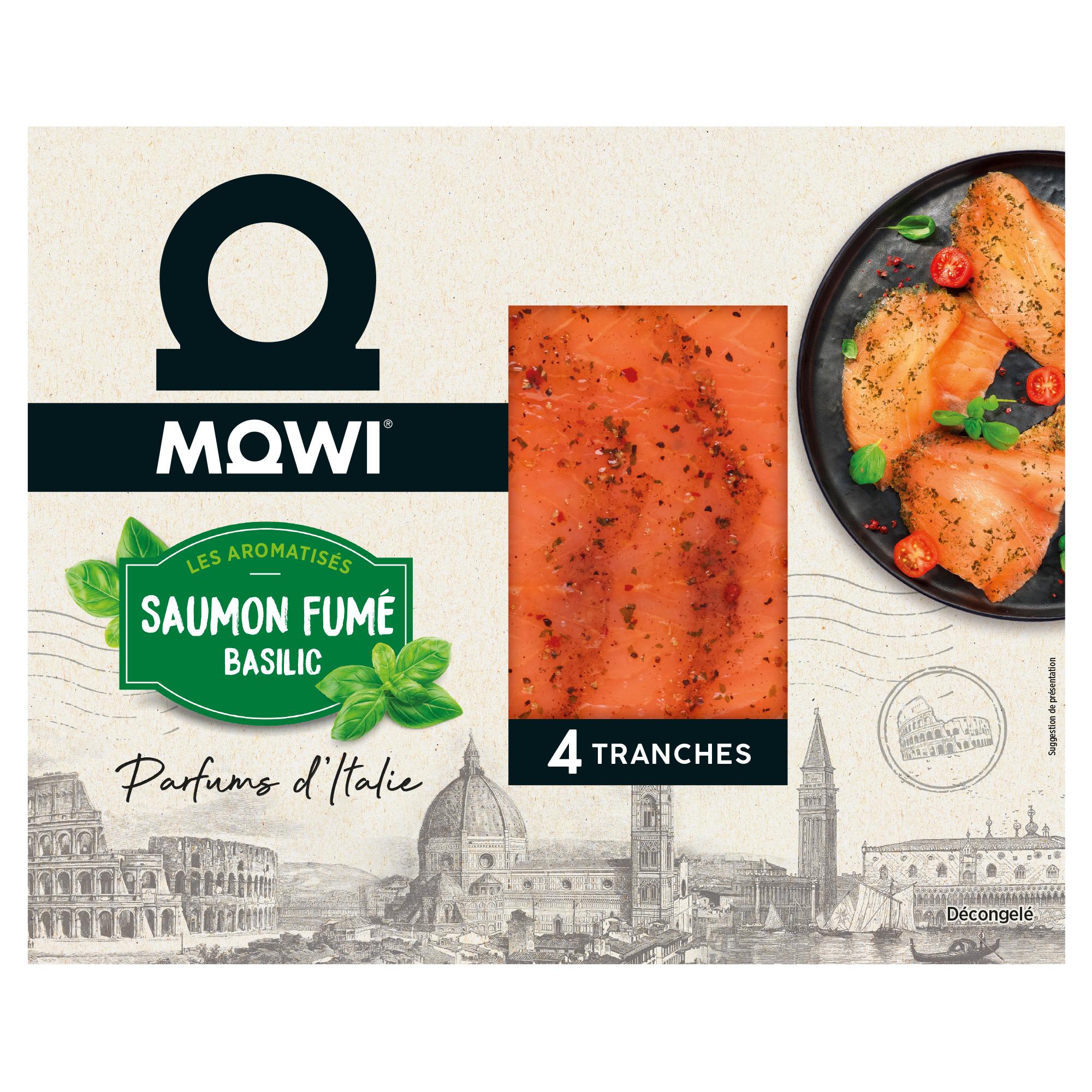 MOWI Saumon fumé de Norvège au basilic 4 tranches 100g