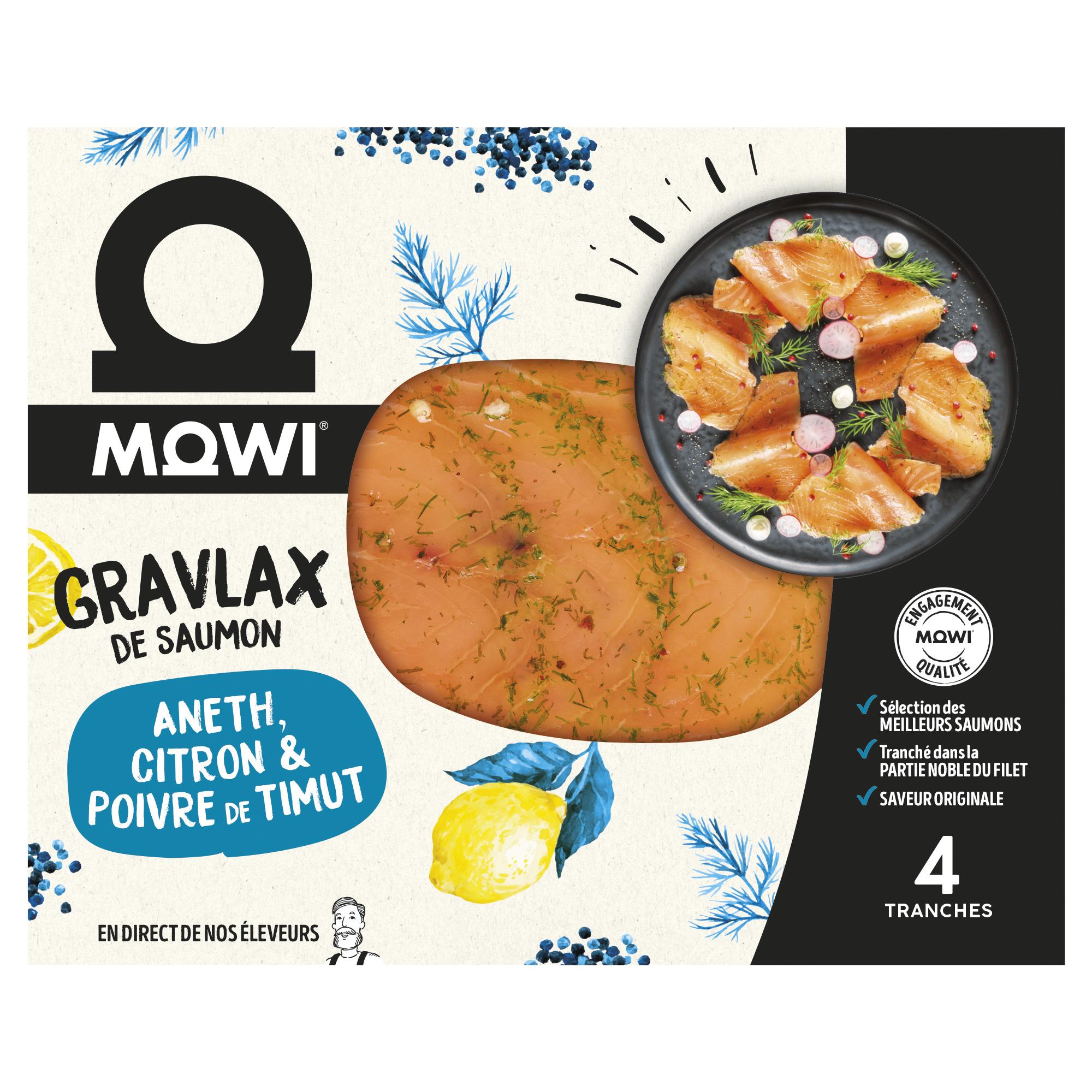 MOWI Pas Fumé saumon façon gravlax citron et poivre de Timut 100g