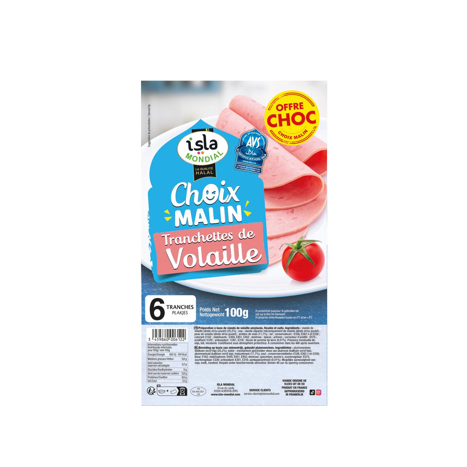ISLA MONDIAL Tranchettes de volaille halal 6 pièces 100g