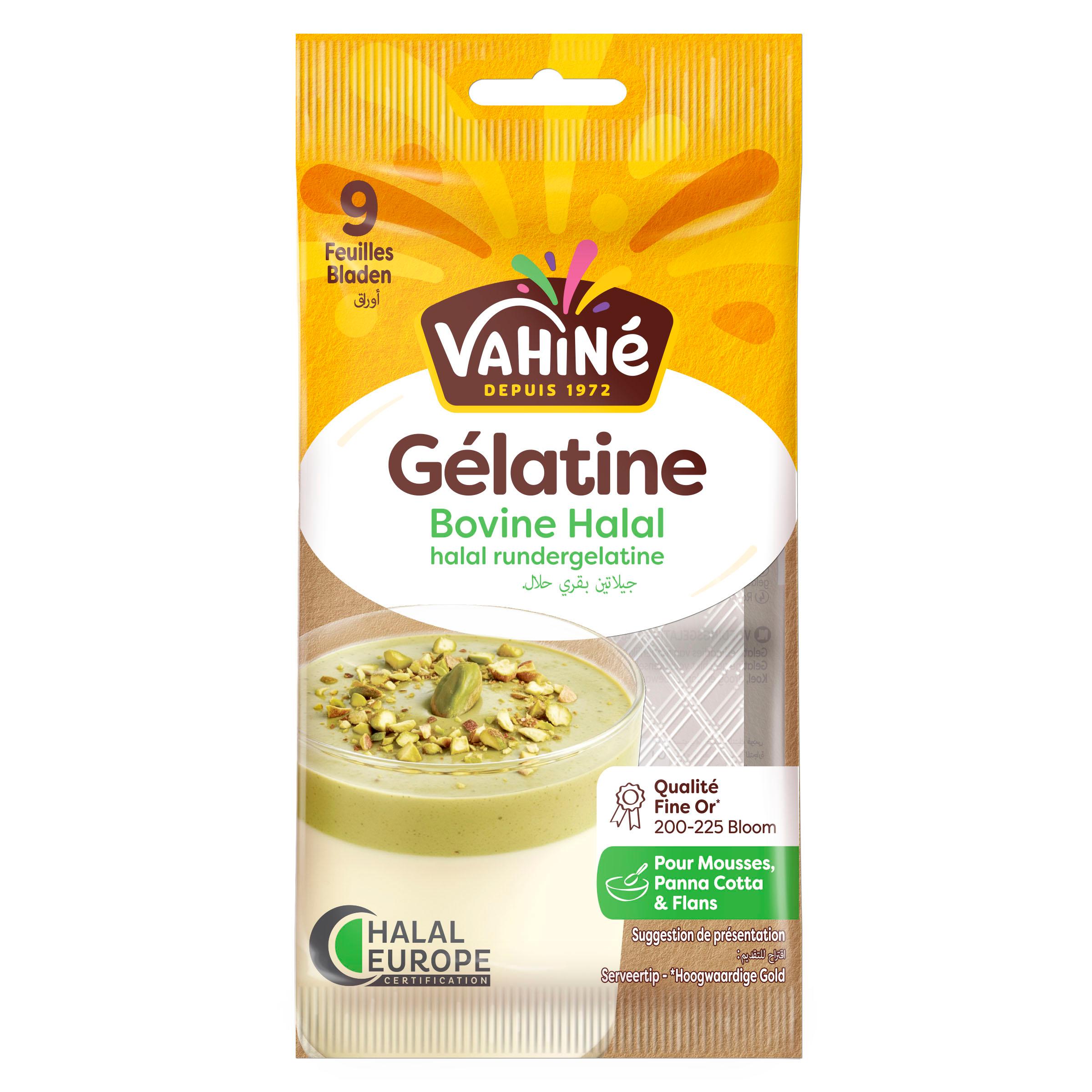 VAHINE Gélatine alimentaire en feuilles halal 9 feuilles 17g