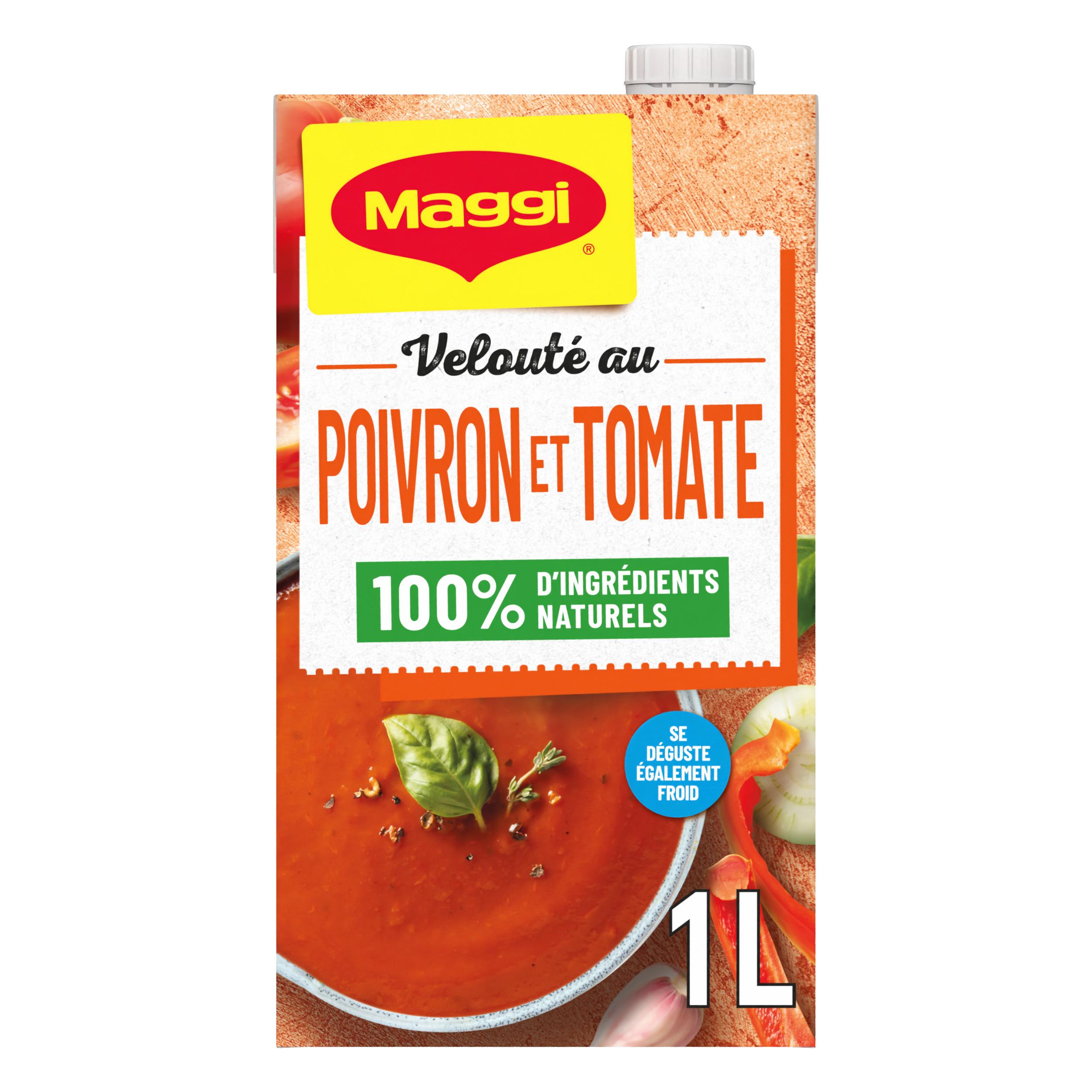 MAGGI Soupe veloutée aux poivrons et tomates 100% d'ingrédients naturels 4 portions 1l