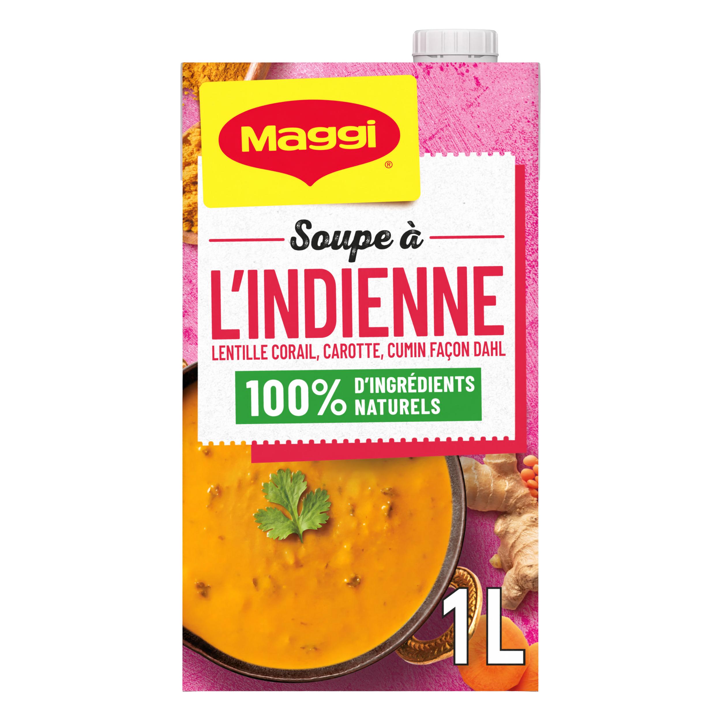 MAGGI Soupe liquide brique aux légumes lentilles corail et épices indienne 4 personnes 1l