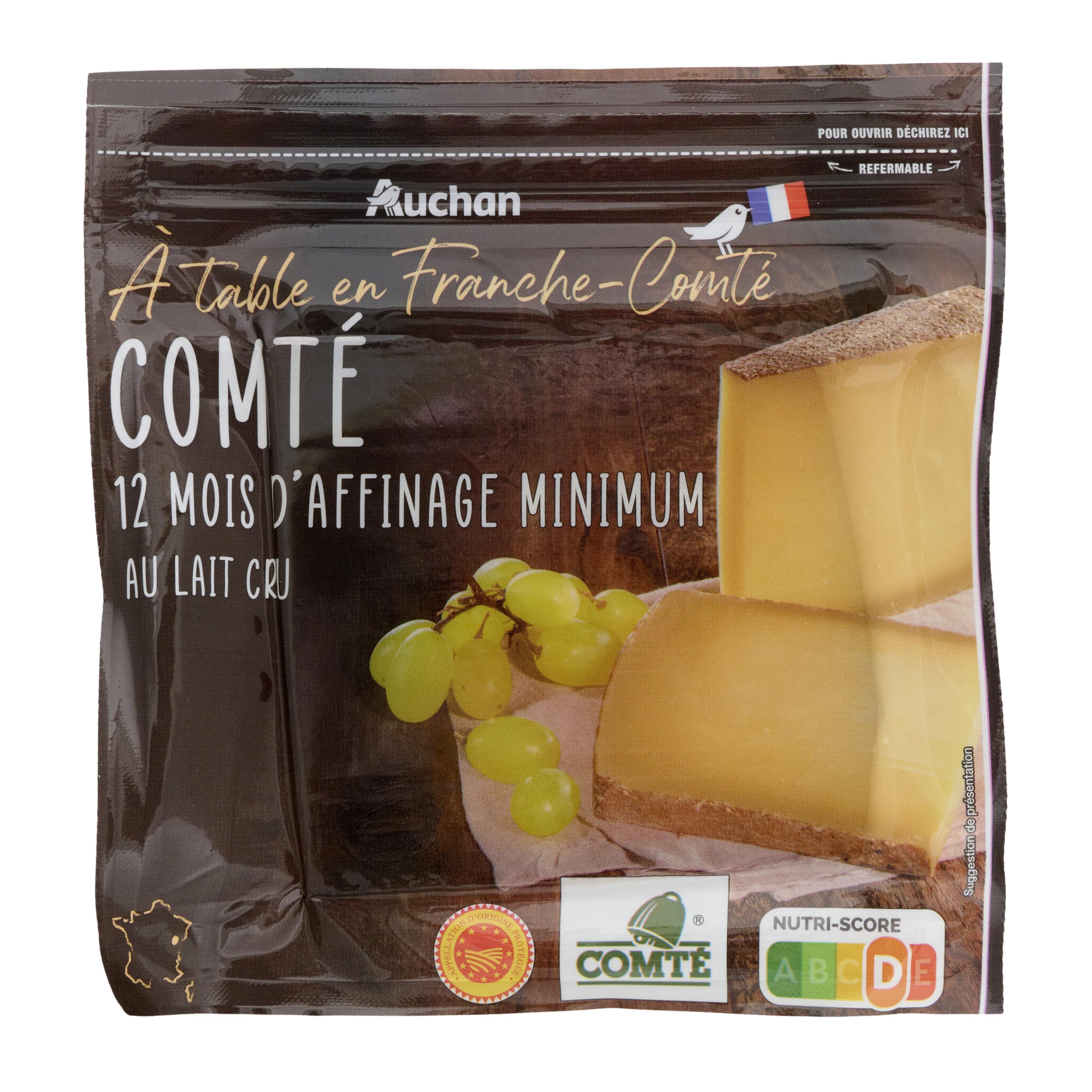 AUCHAN Comté au lait cru AOP du Jura 12 mois d'affinage 200g