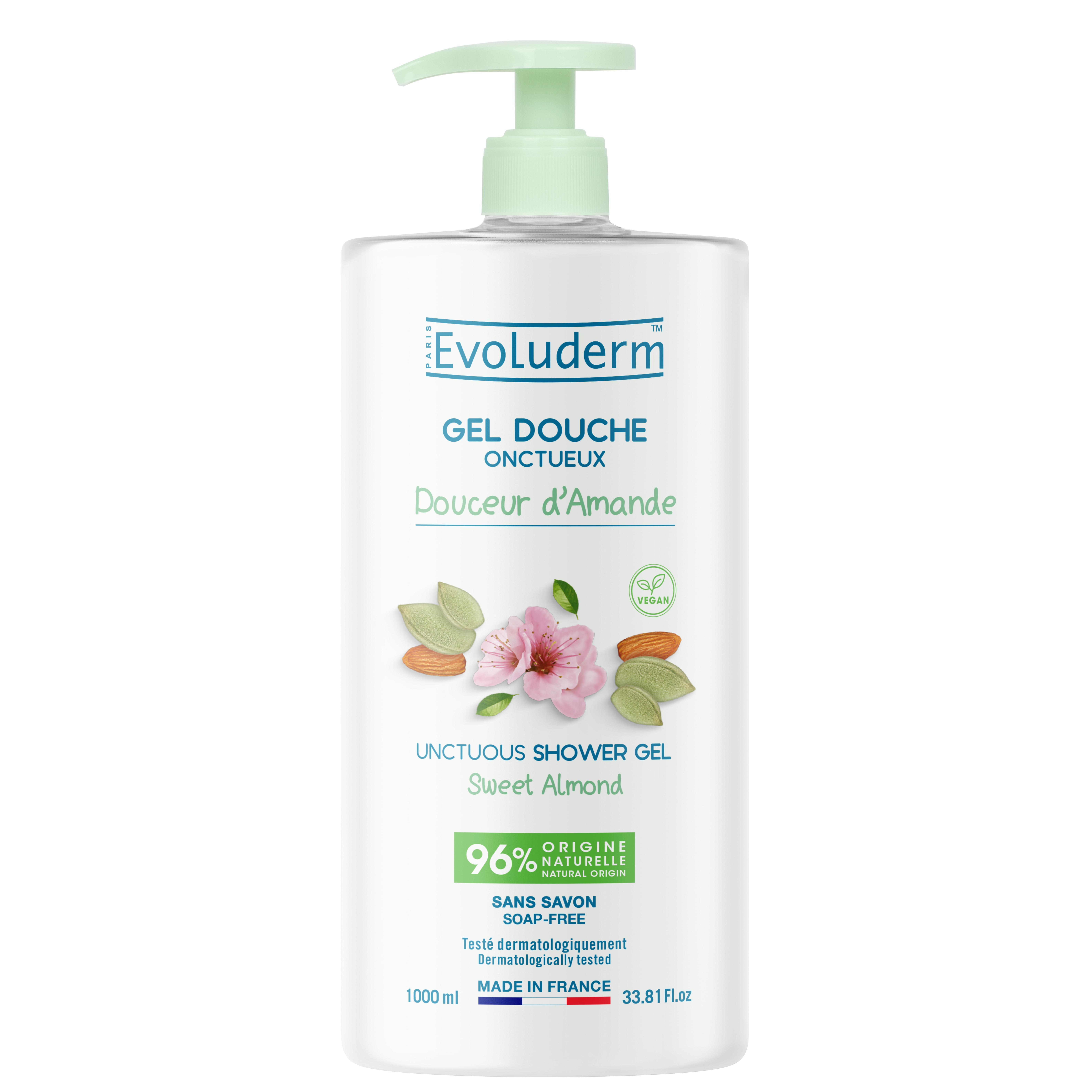 EVOLUDERM Gel douche douceur d'amande 1l