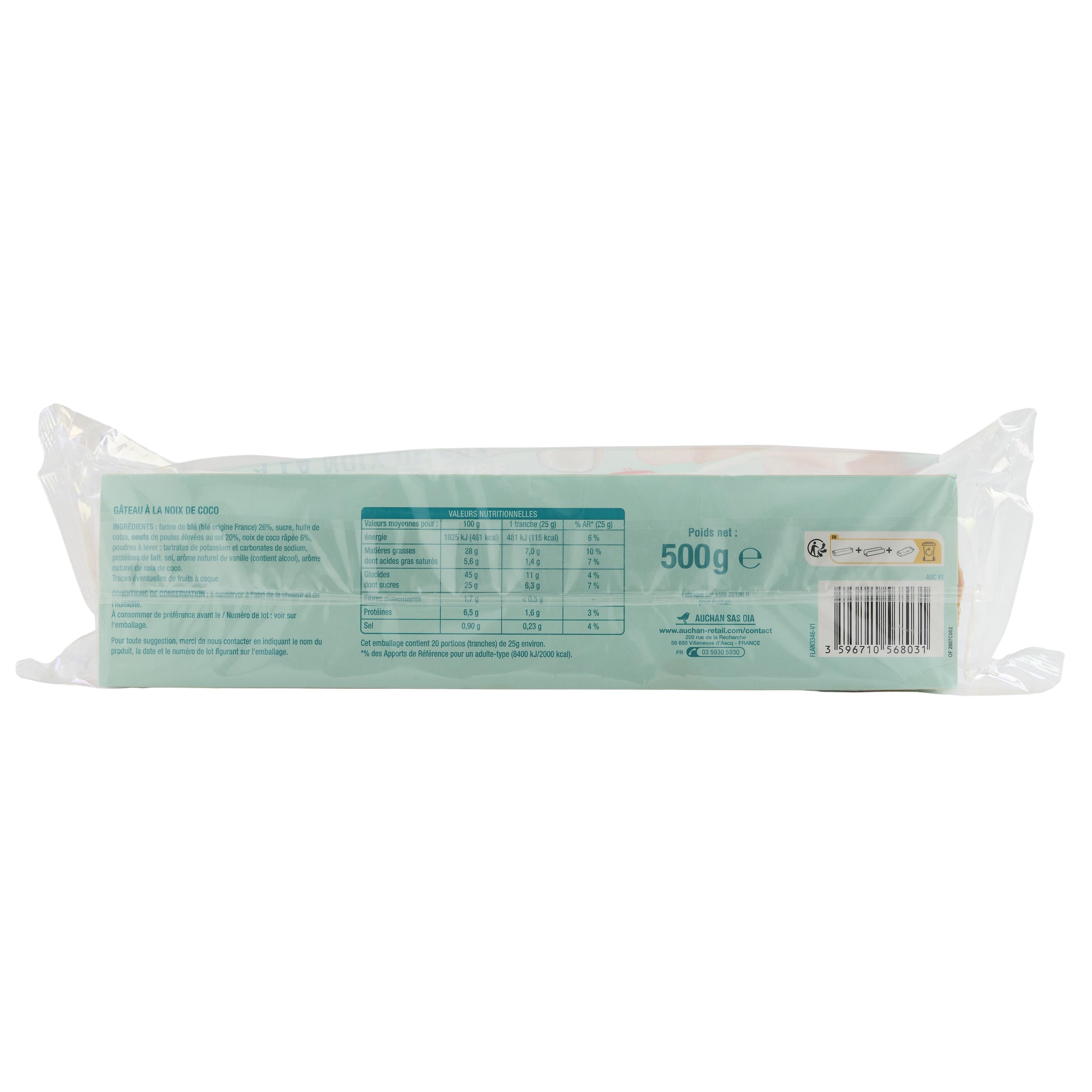 Voir la diapositive 2 : AUCHAN Barres à la noix de coco 500g