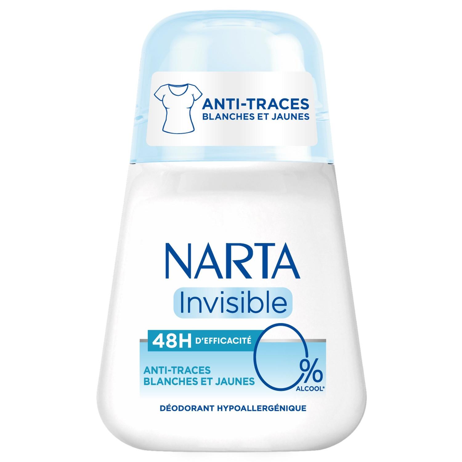 NARTA Déodorant Invisible 48H anti-traces sans alcool rollon 50ml