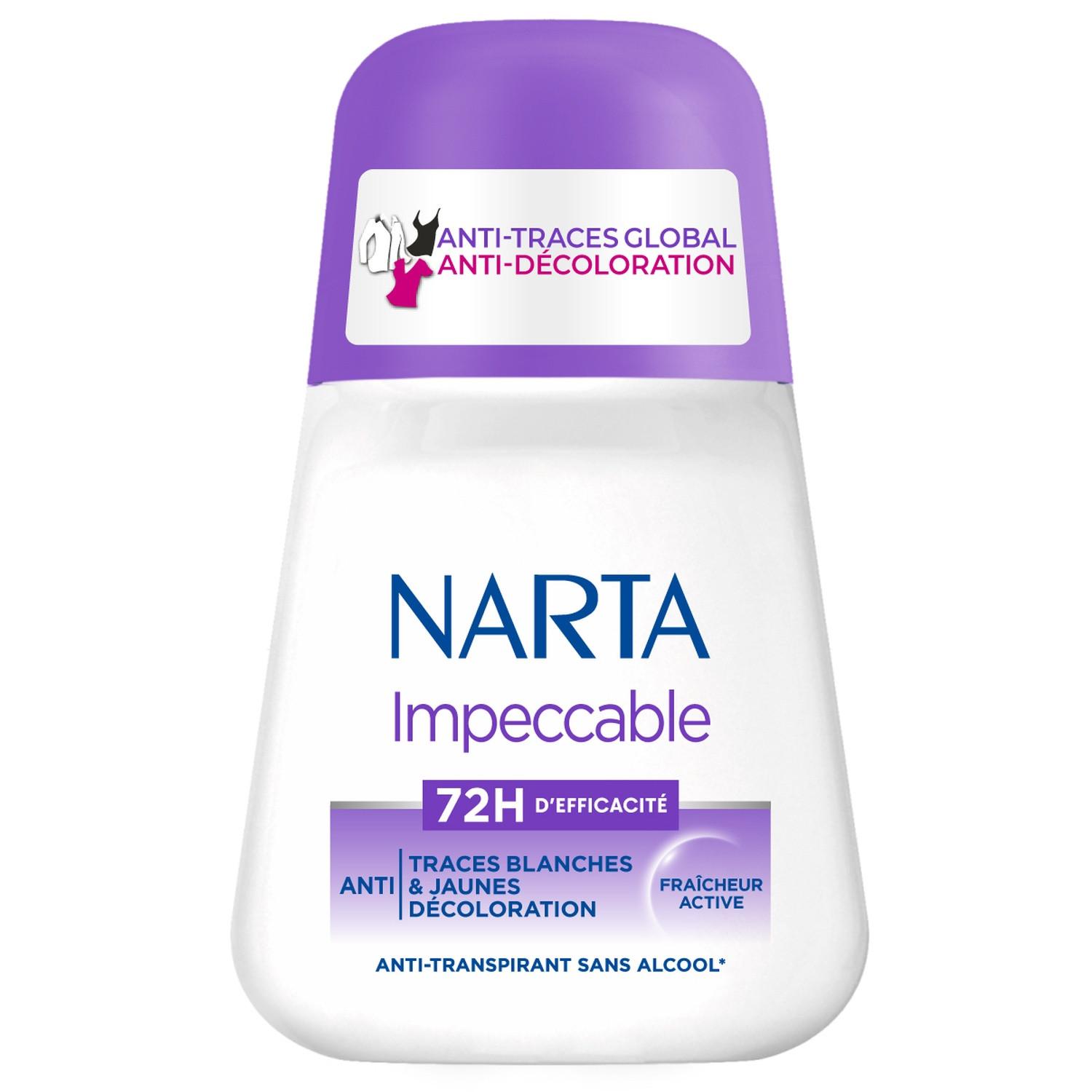NARTA Déodorant Impeccable 72H anti-traces sans alcool roll-on 50ml