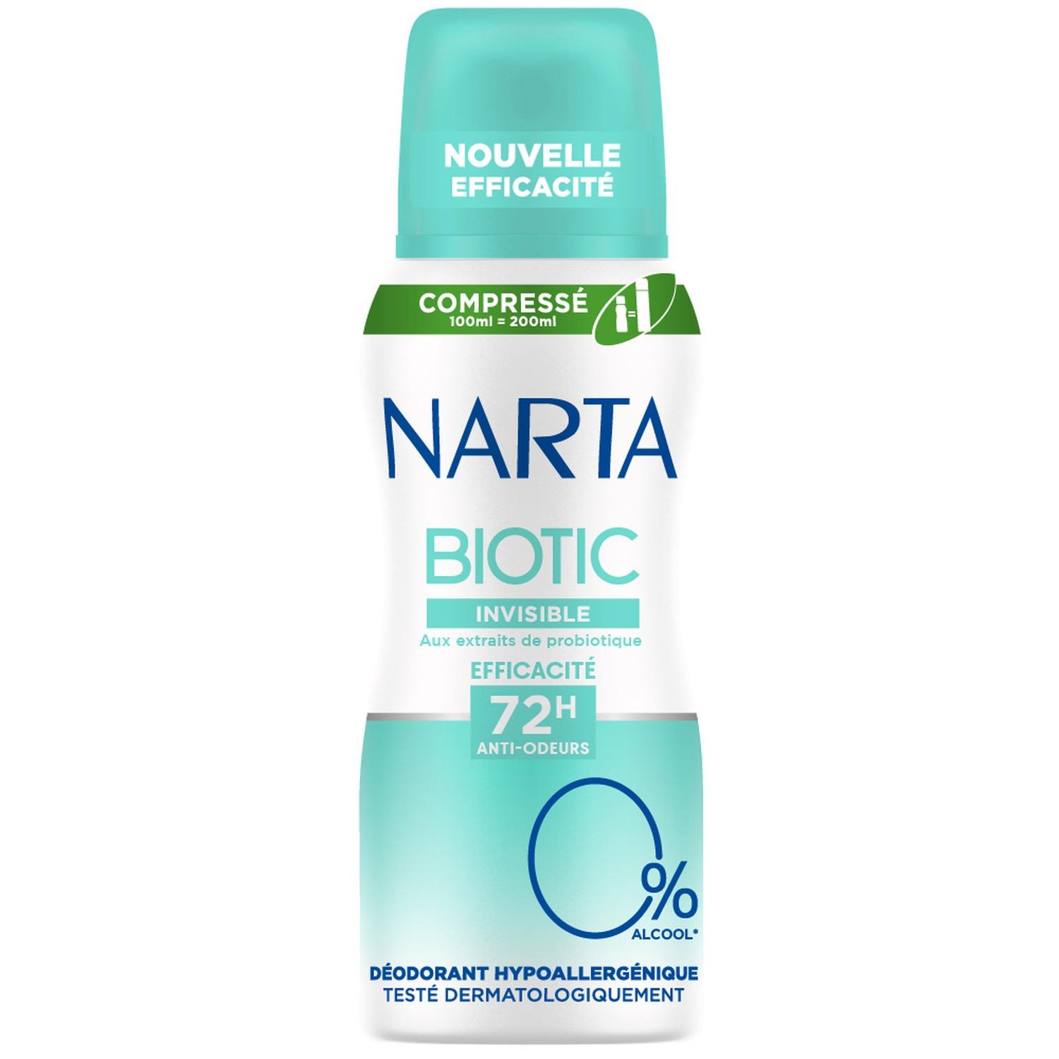 NARTA Biotic Invisible Déodorant spray compressé 72H 100ml