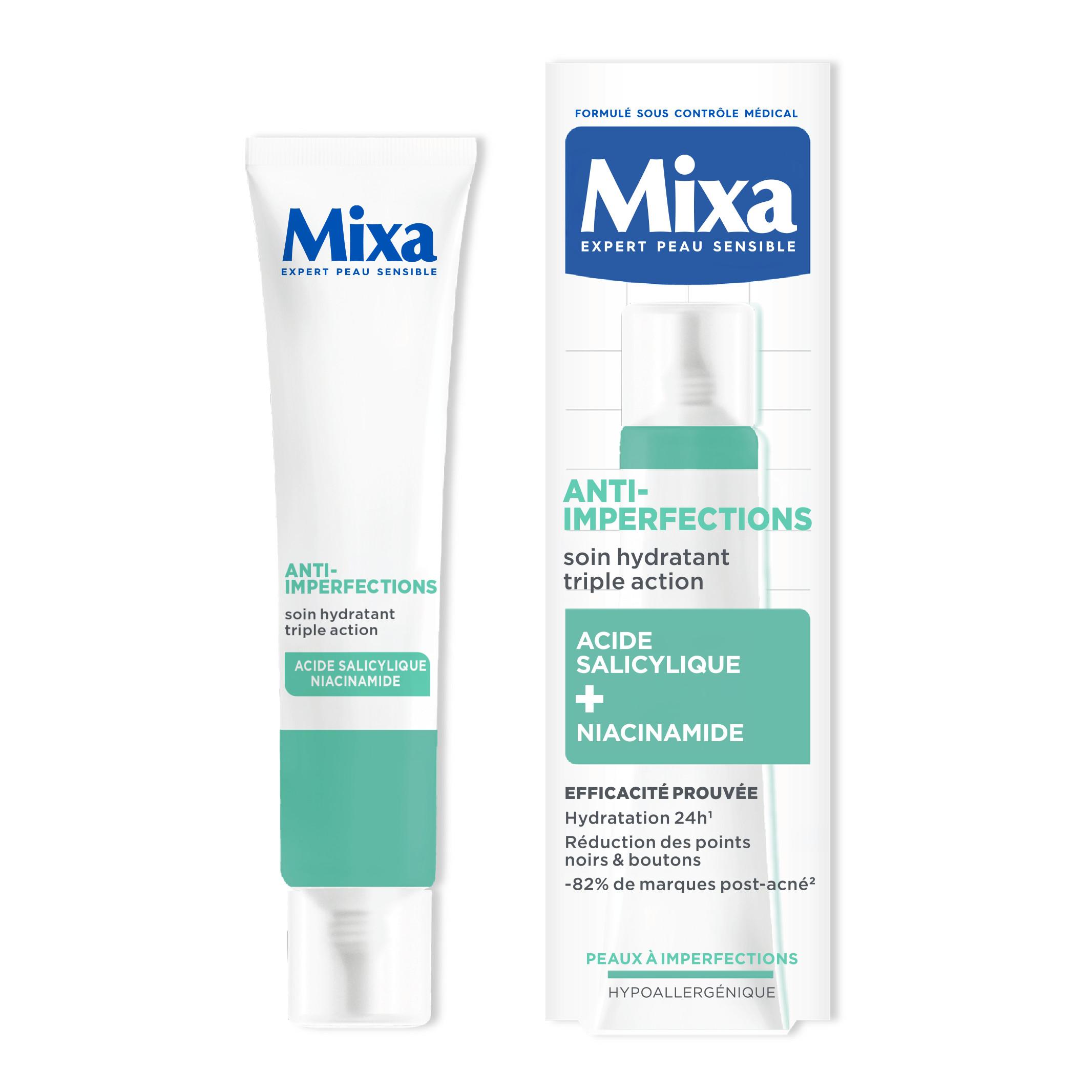 MIXA Anti-Imperfections Soin hydratant triple action acide salicylique et niacinamide peaux à imperfections 40ml