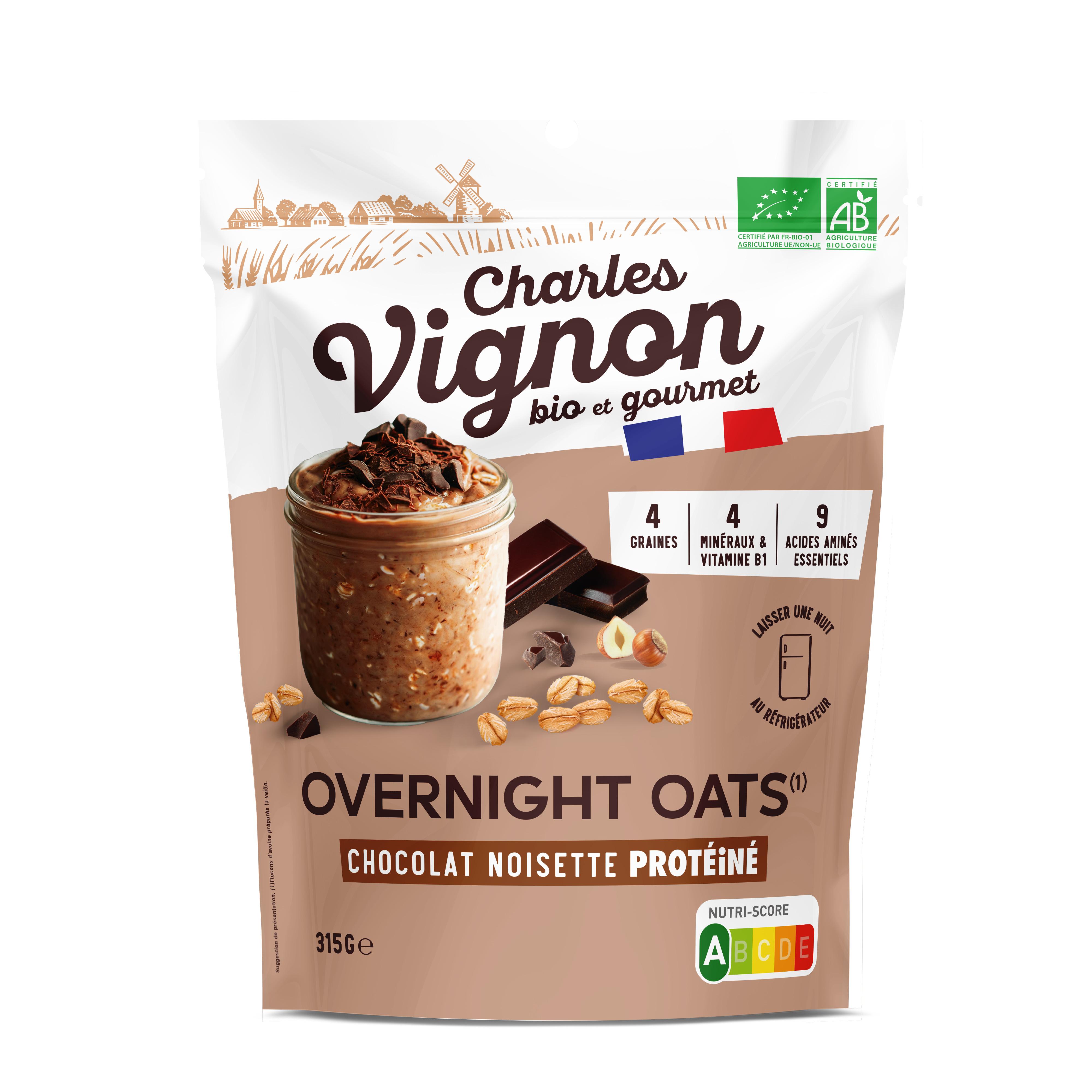 CHARLES VIGNON Préparation pour Overnight Oats au chocolat noisette protéiné bio 315g