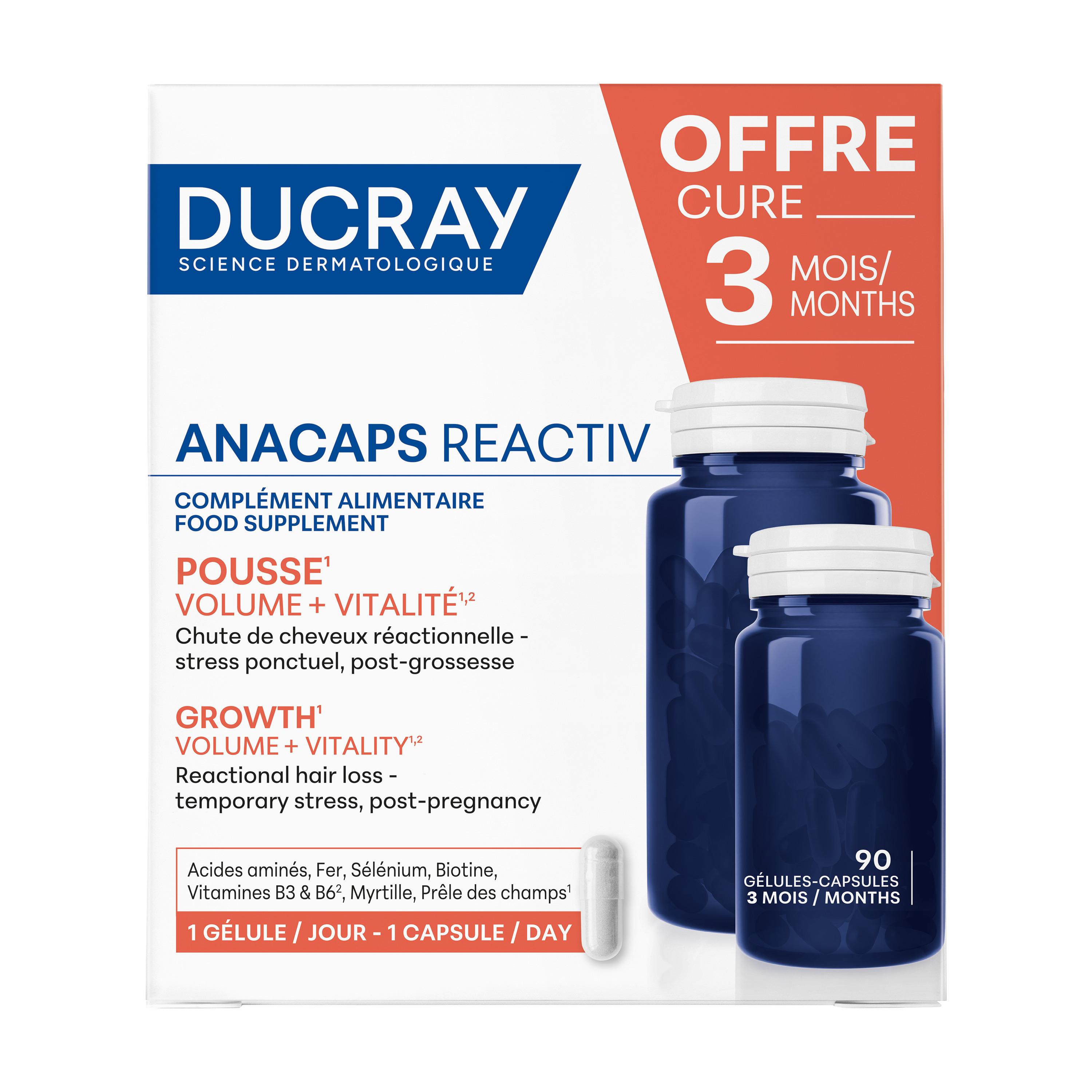 DUCRAY Anacaps Reactiv complément alimentaire pousse volume et vitalité 90 pièces