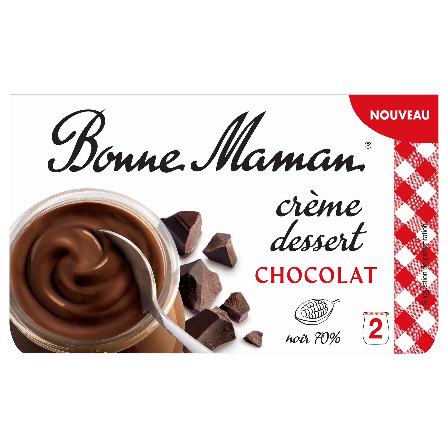 BONNE MAMAN Crème dessert chocolat noir 70% 2x115g