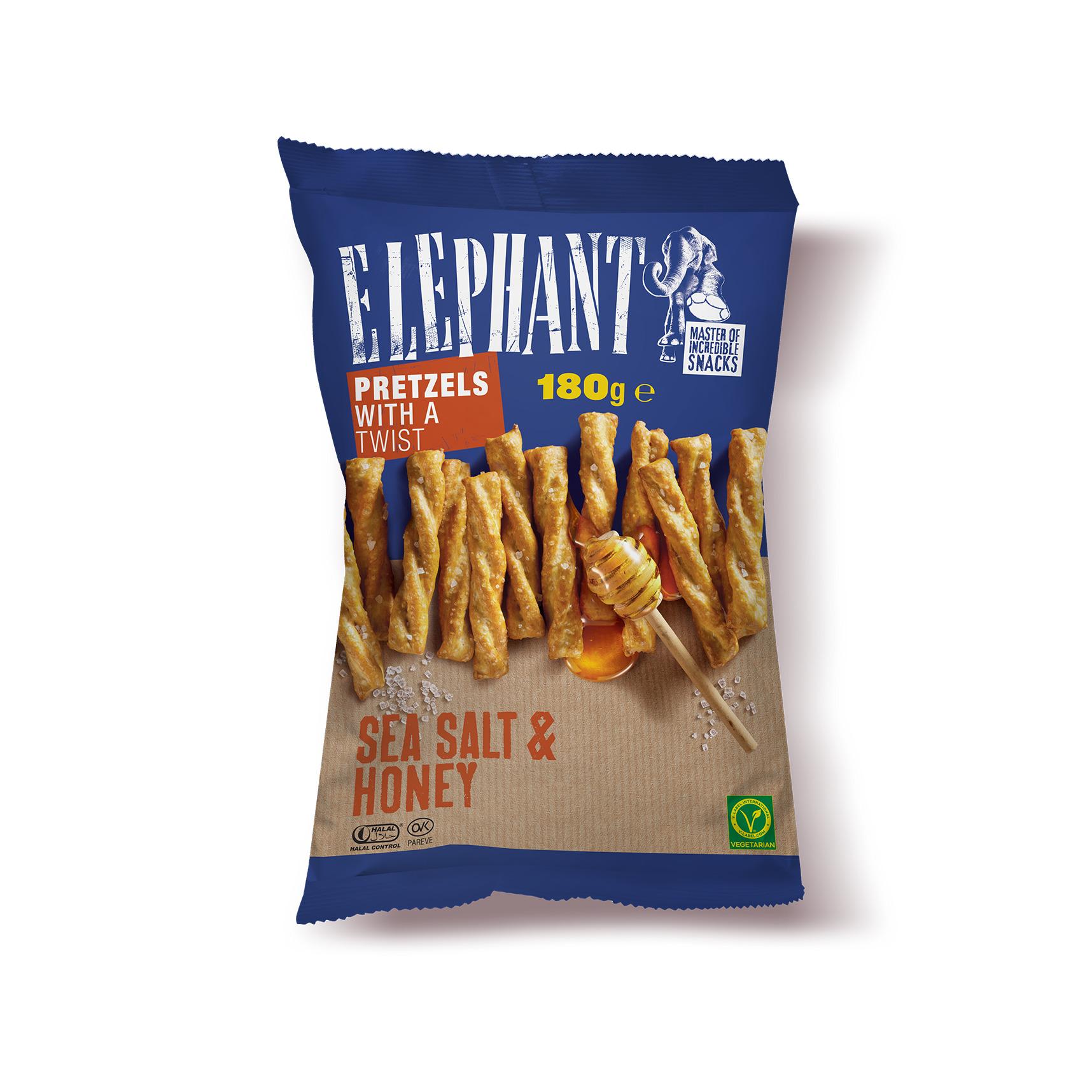 ELEPHANT Twist bretzels au miel au sel de mer 180g