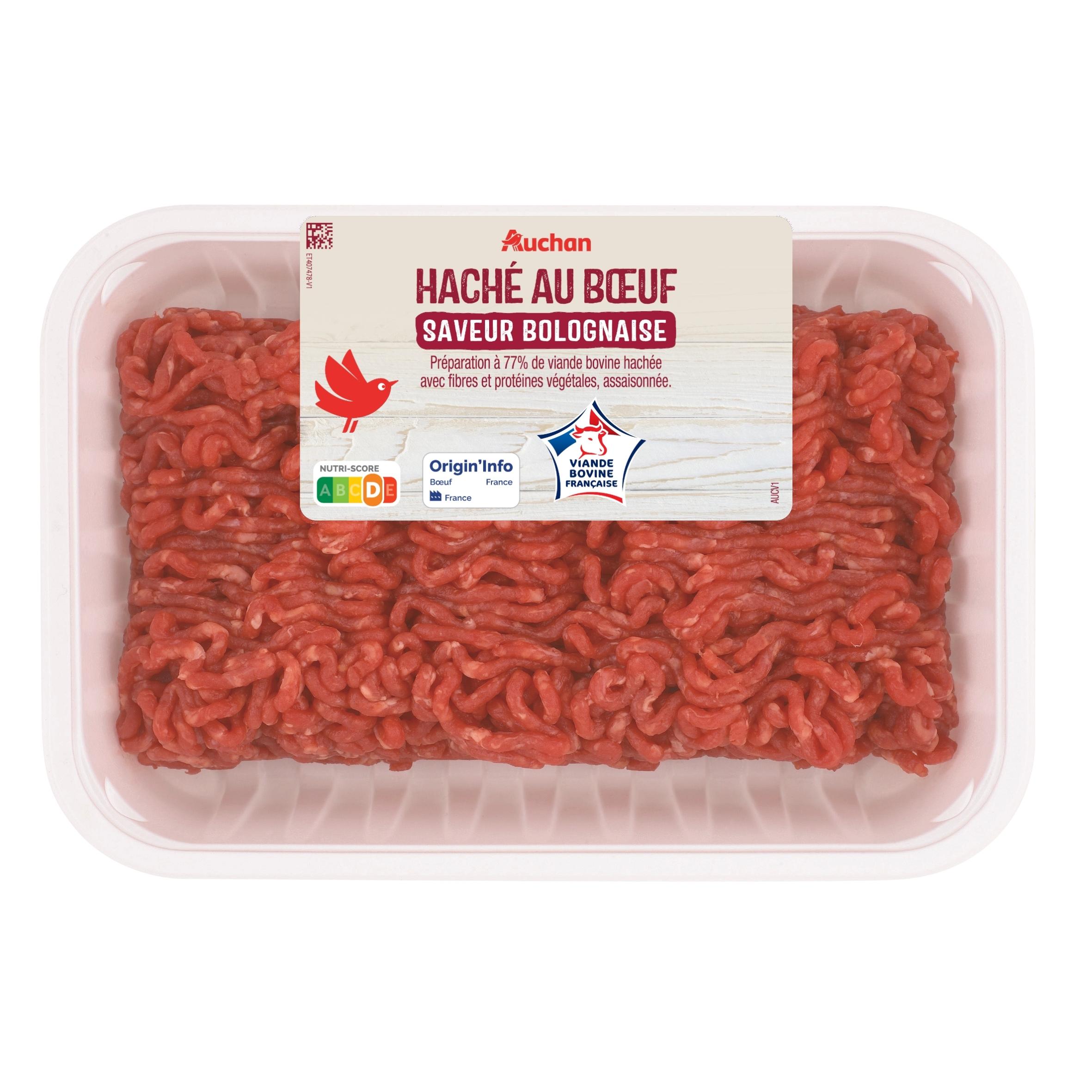 AUCHAN Haché *** de boeuf à la bolognaise pièces 350g