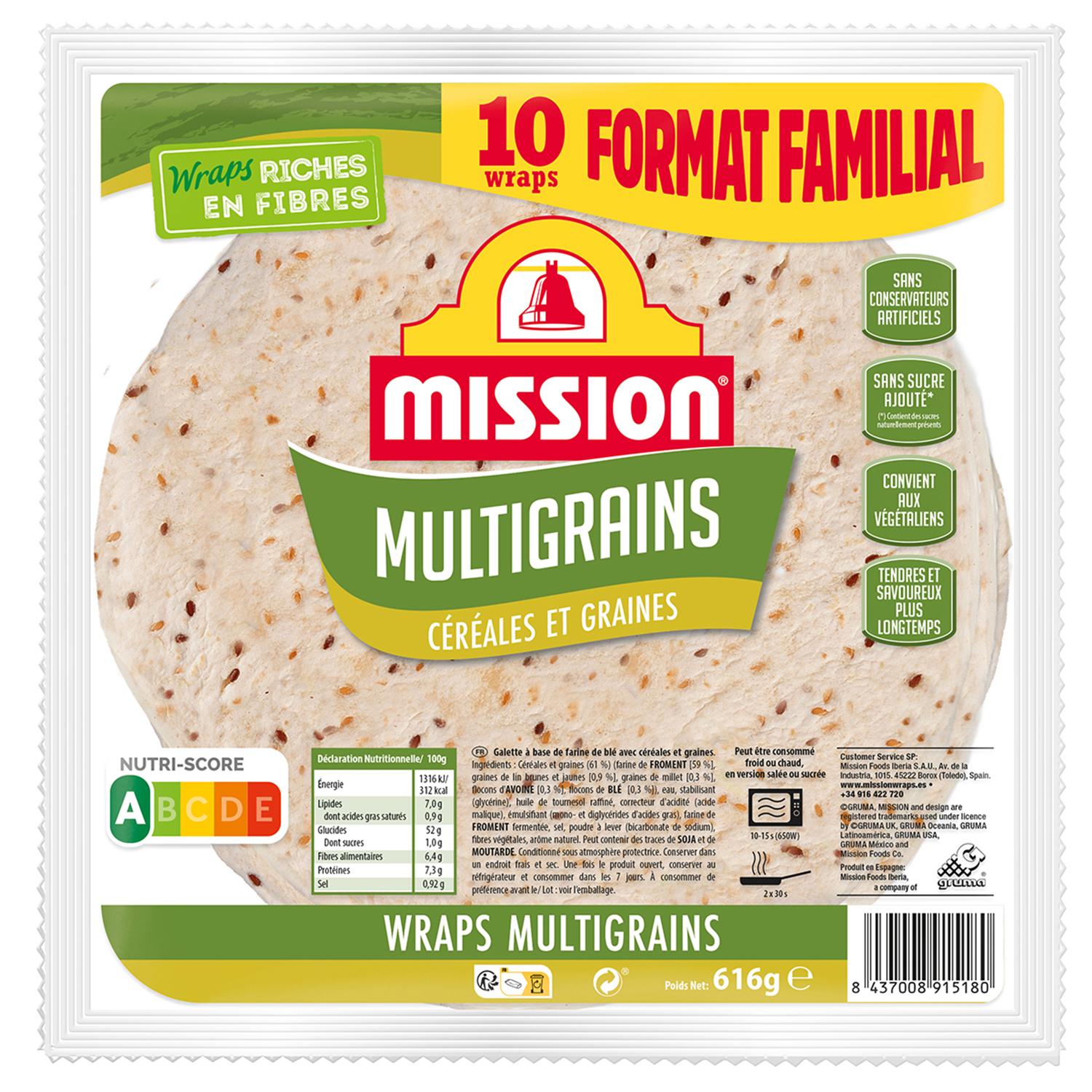 MISSION Wraps multigrains 9 tranches 616g