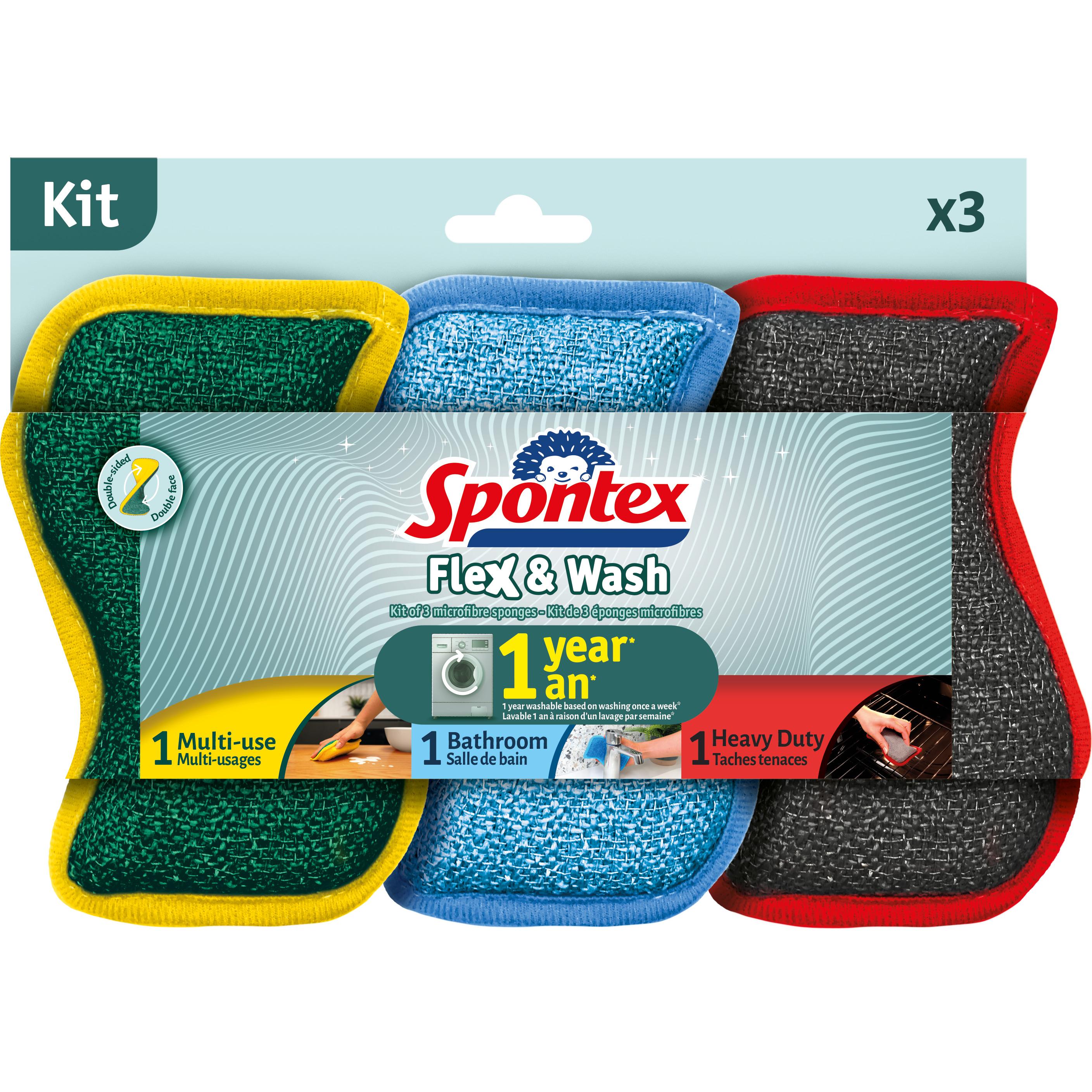 SPONTEX Kit Flex & Wash multi-usages 3 pièces