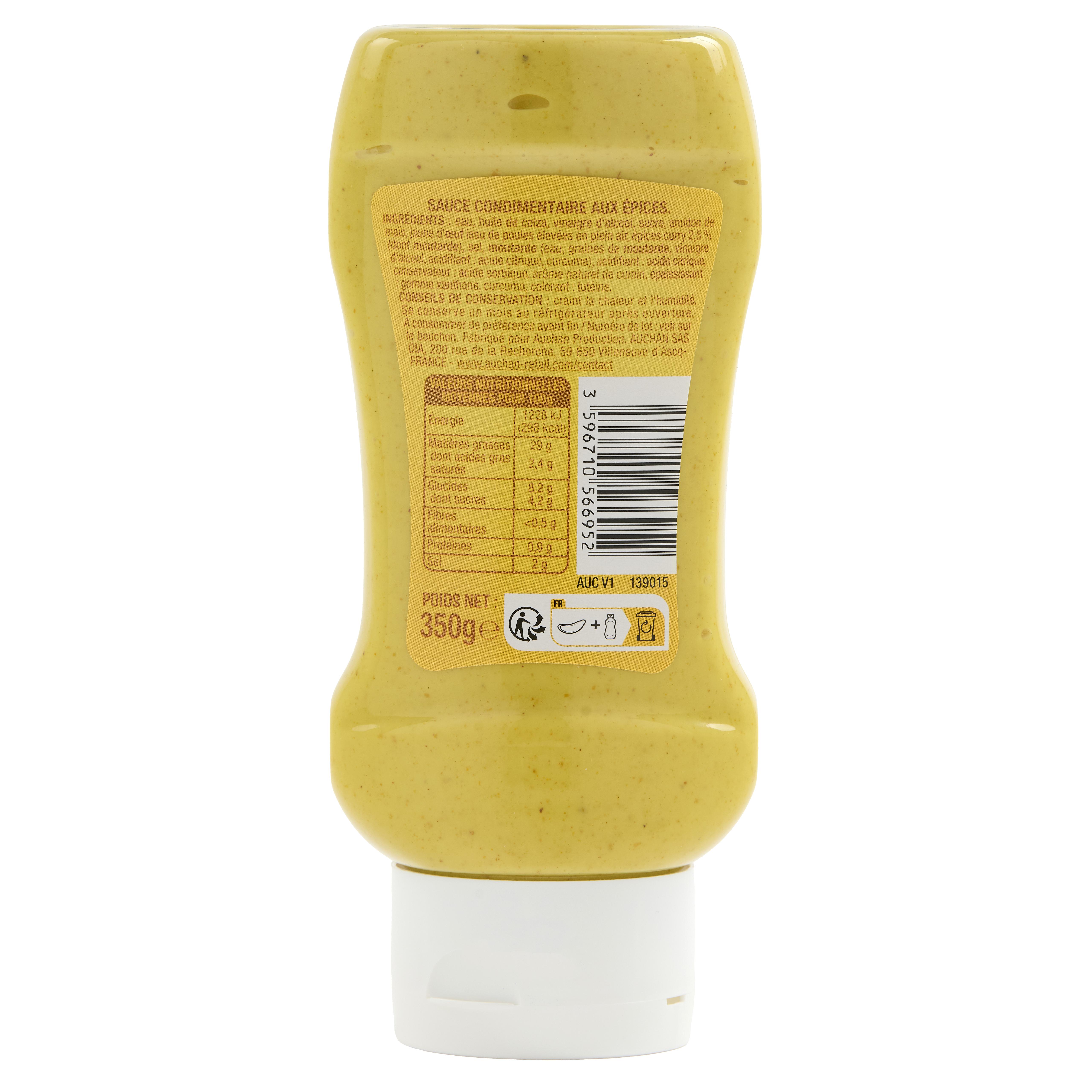 Voir la diapositive 2 : AUCHAN Sauce au curry 350g
