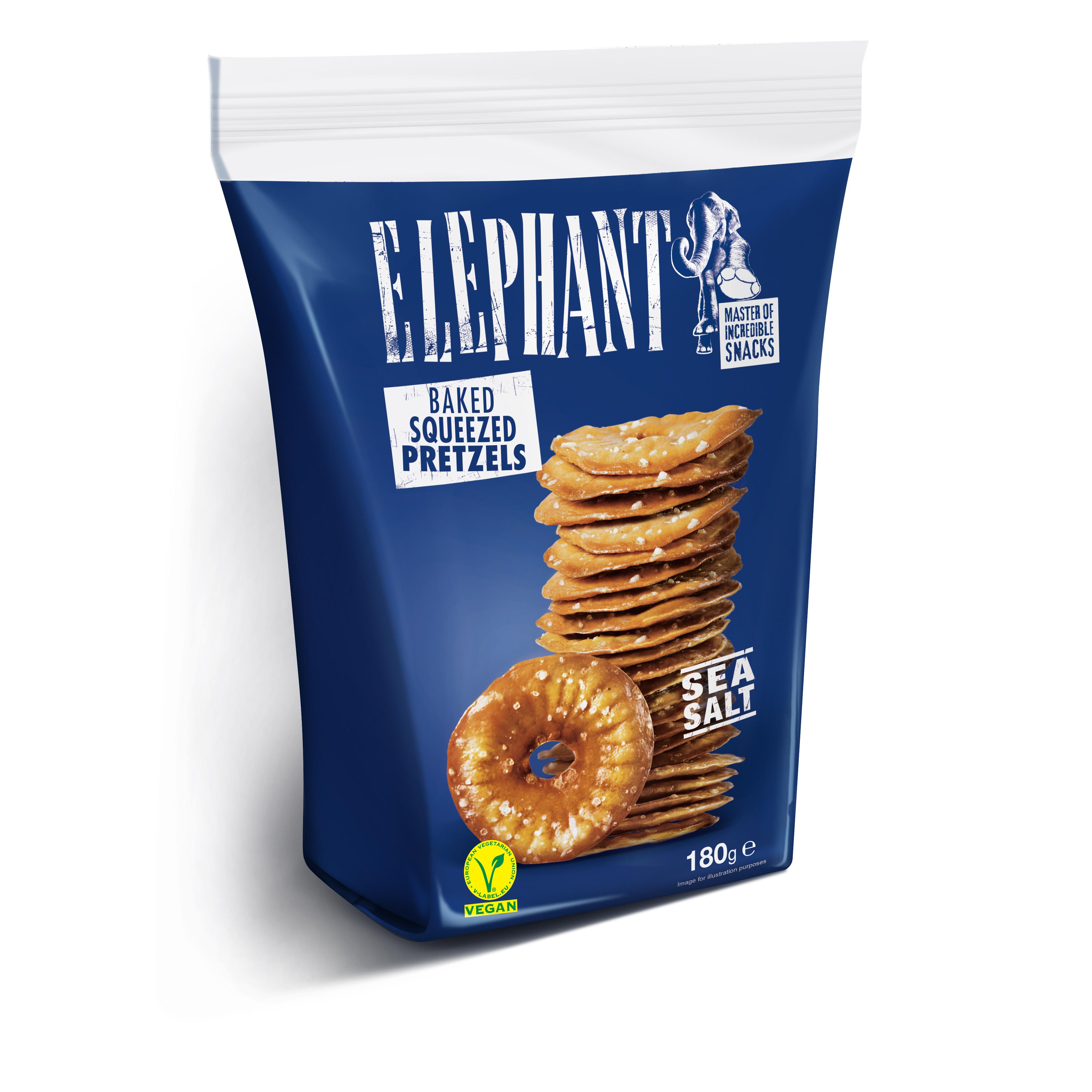 ELEPHANT Bretzels plats au sel de mer cuites au four 180g