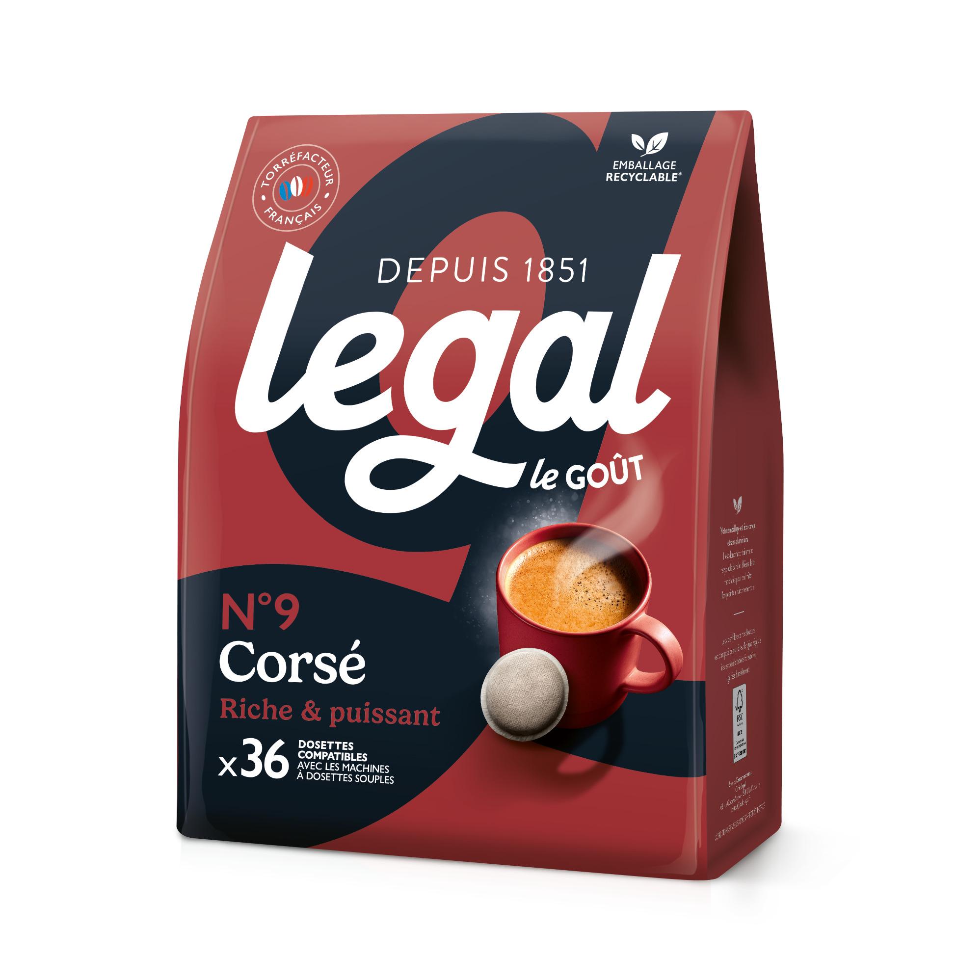 LEGAL Dosettes de café corsé intensité 9 compatibles Senseo 36 dosettes 250g