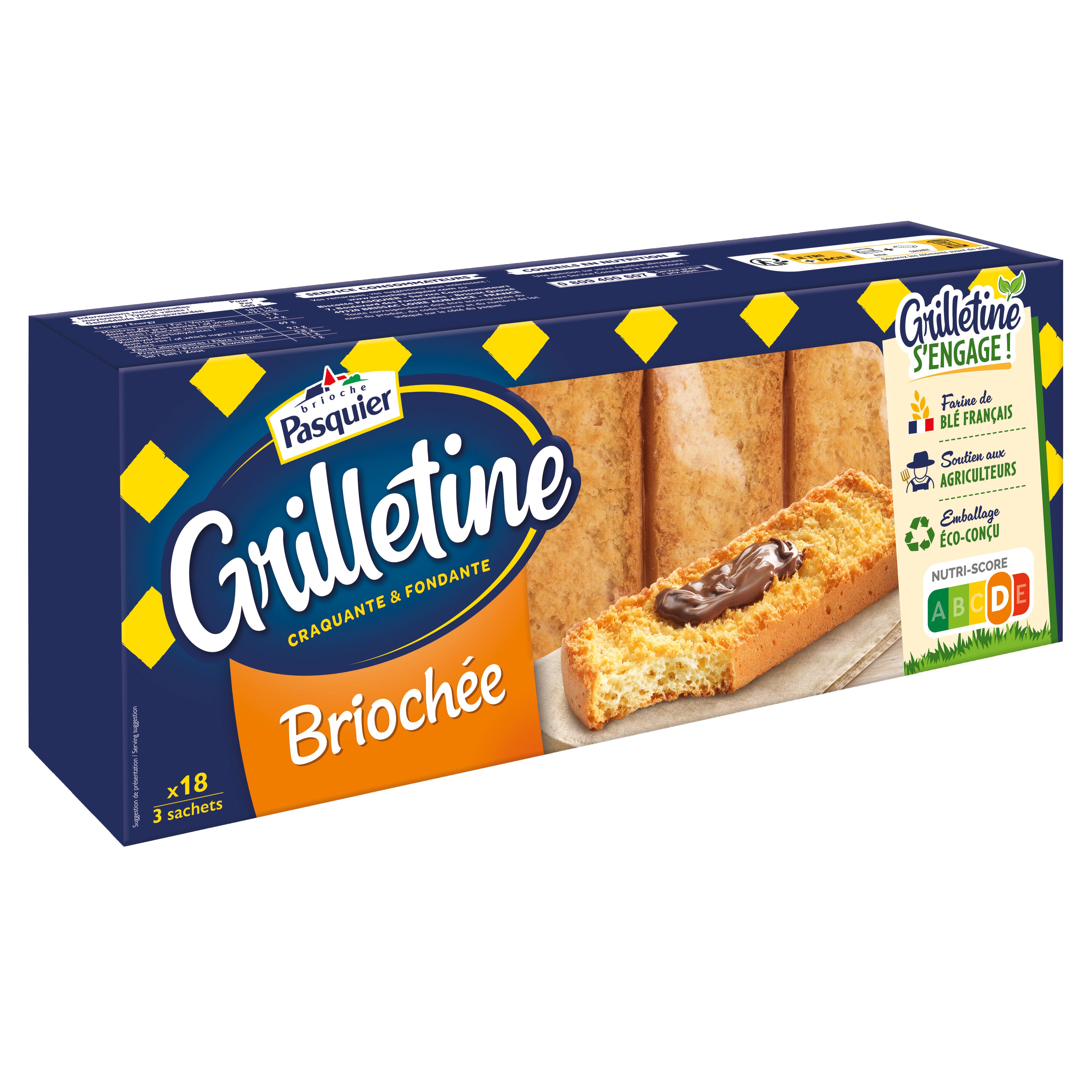 PASQUIER Grilletines tartines grillées briochées 18 tranches 255g