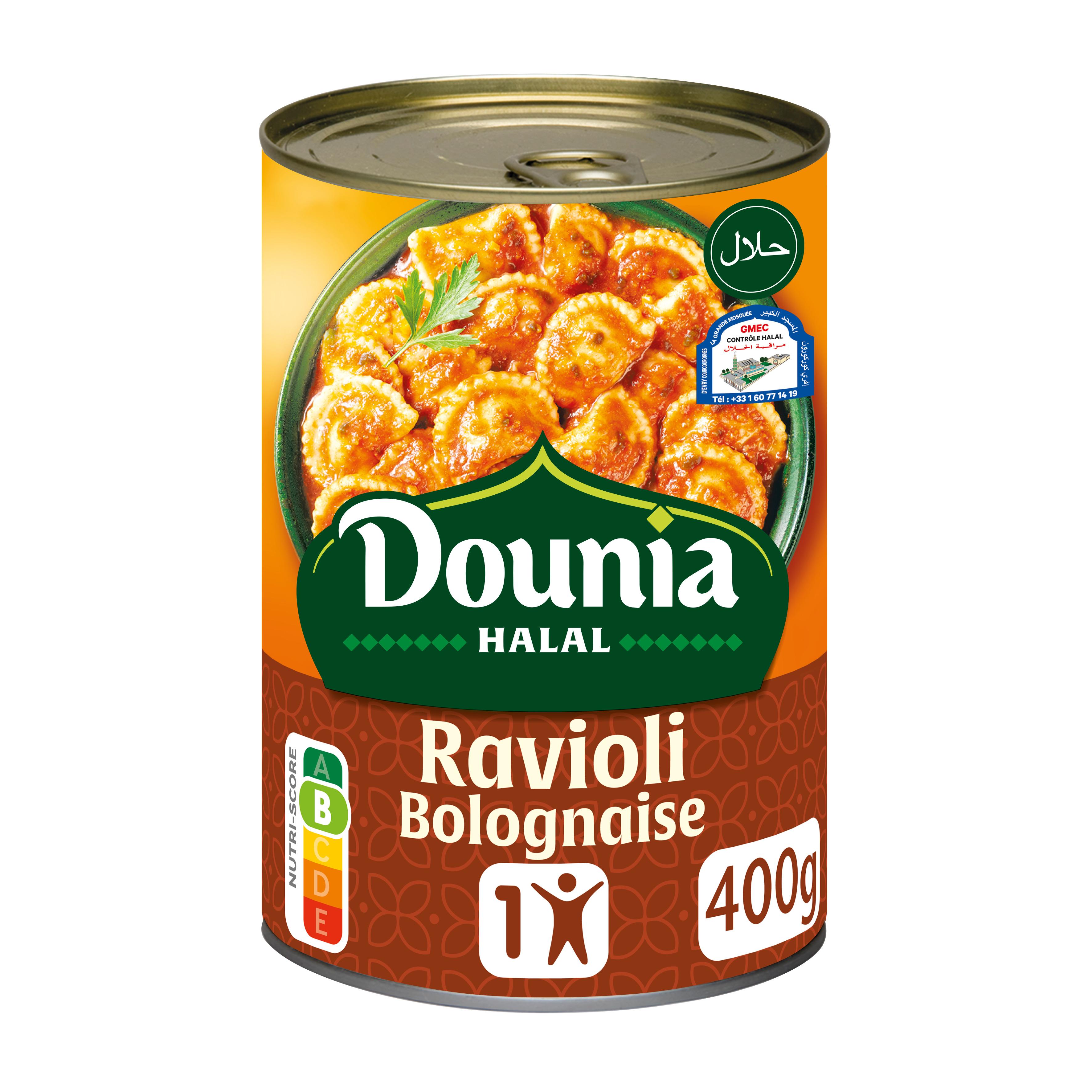 DOUNIA HALAL Ravioli bolognaise halal sans colorant sans conservateur 1 personne 400g