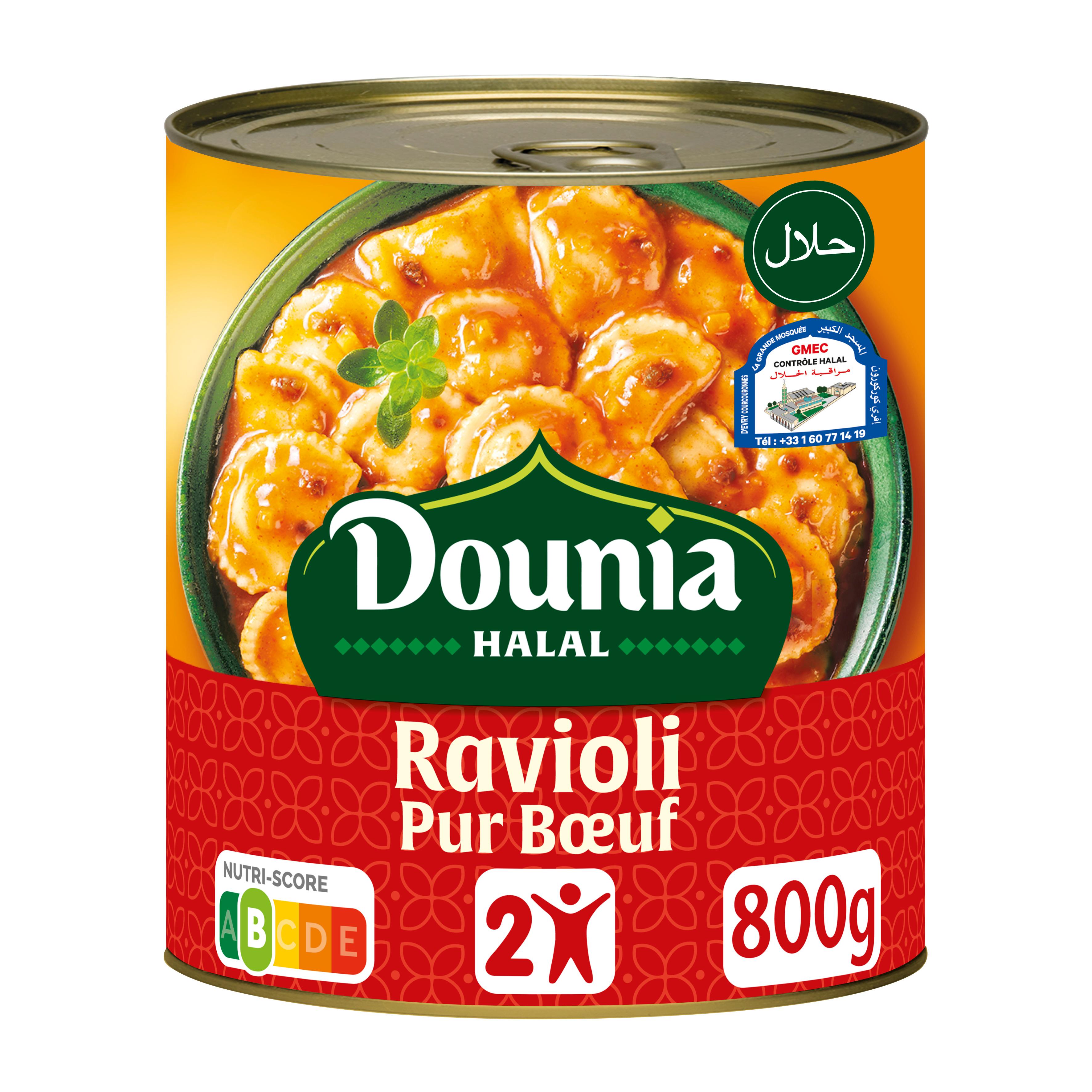 DOUNIA HALAL Ravioli pur boeuf Halal sauce à l'italienne sans colorant sans conservateur 2 personnes 800g