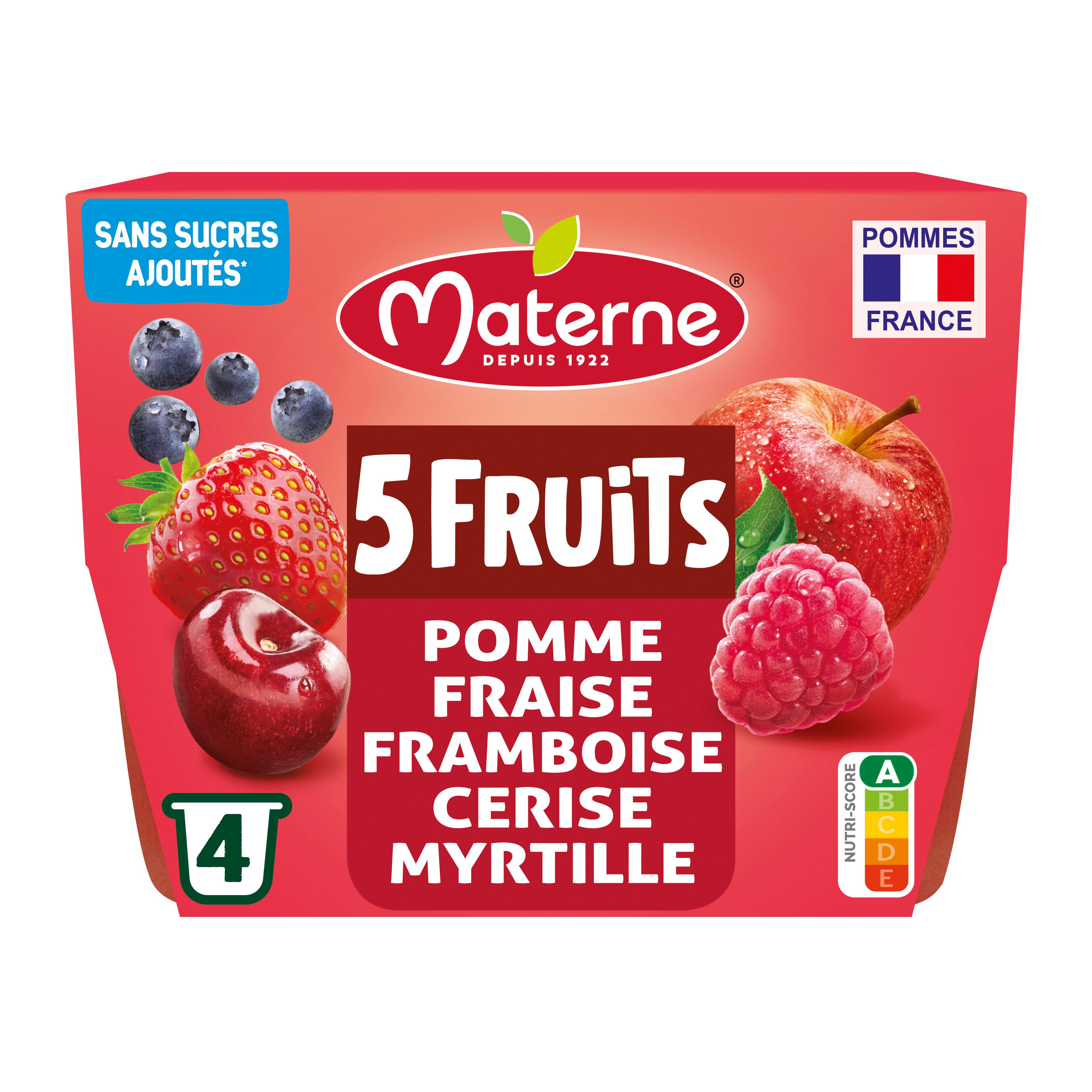 MATERNE Coupelles 5 fruits rouges sans sucres ajoutés 4x100g
