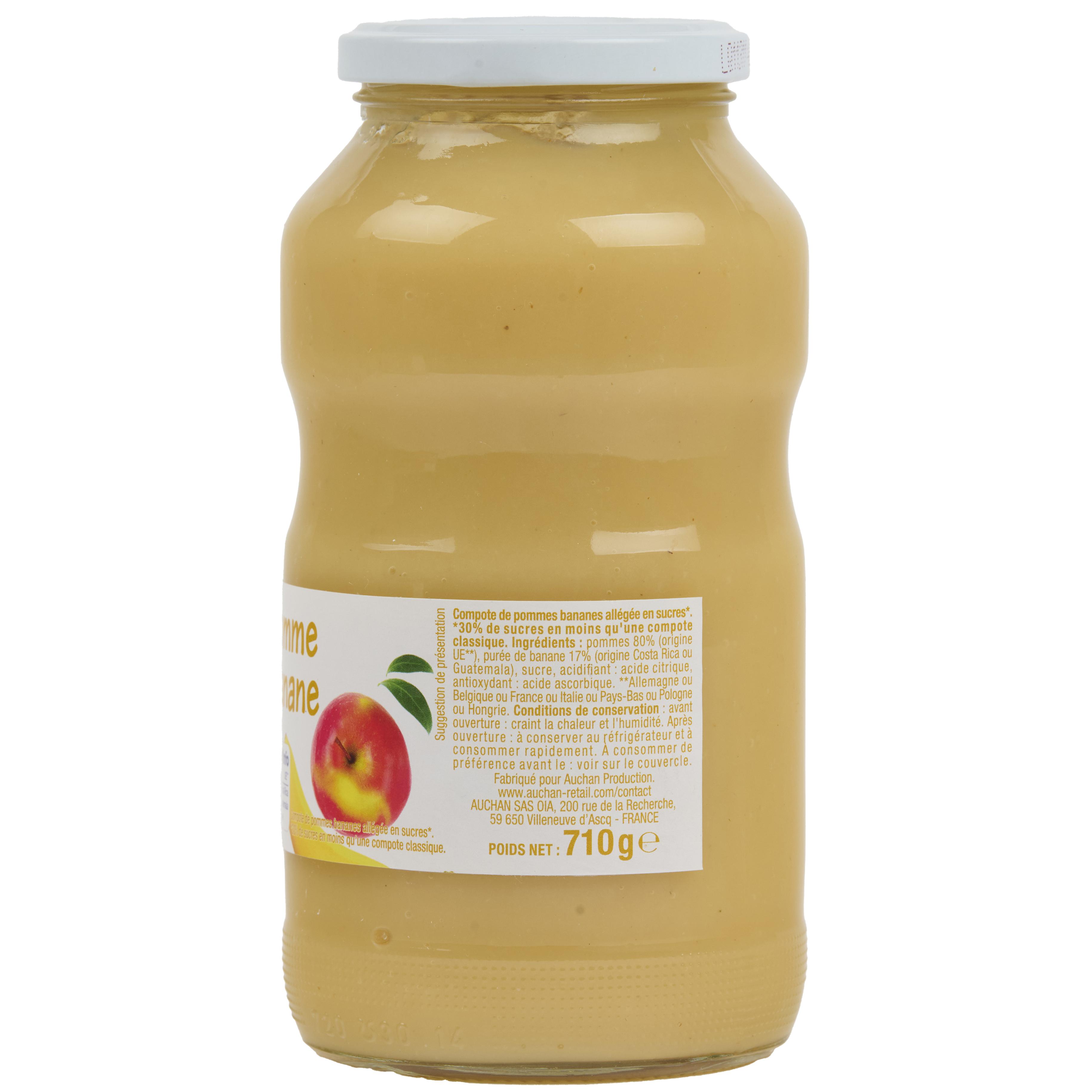 Voir la diapositive 2 : POUCE Compote pomme banane allégée en sucres en bocal 710g