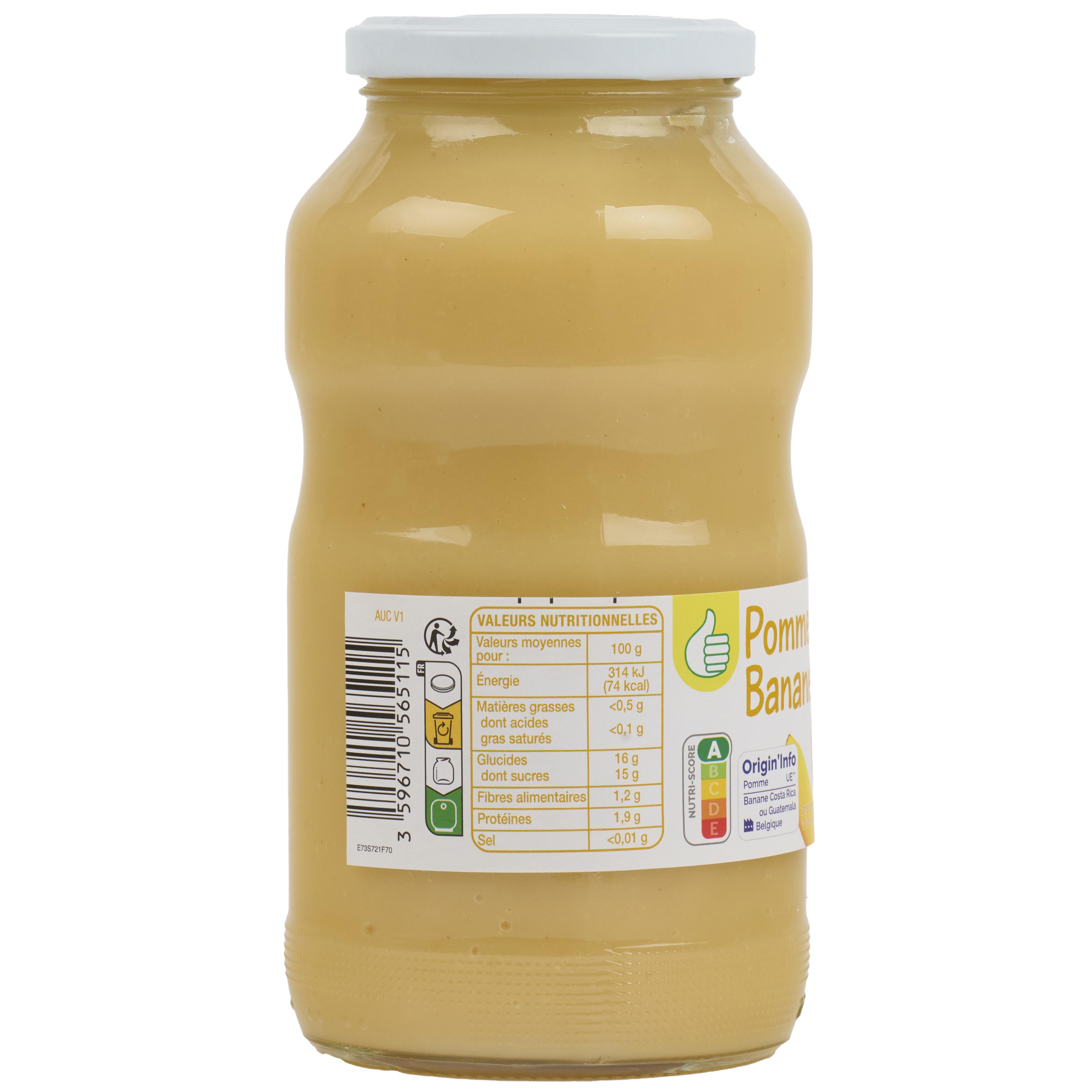 Voir la diapositive 4 : POUCE Compote pomme banane allégée en sucres en bocal 710g