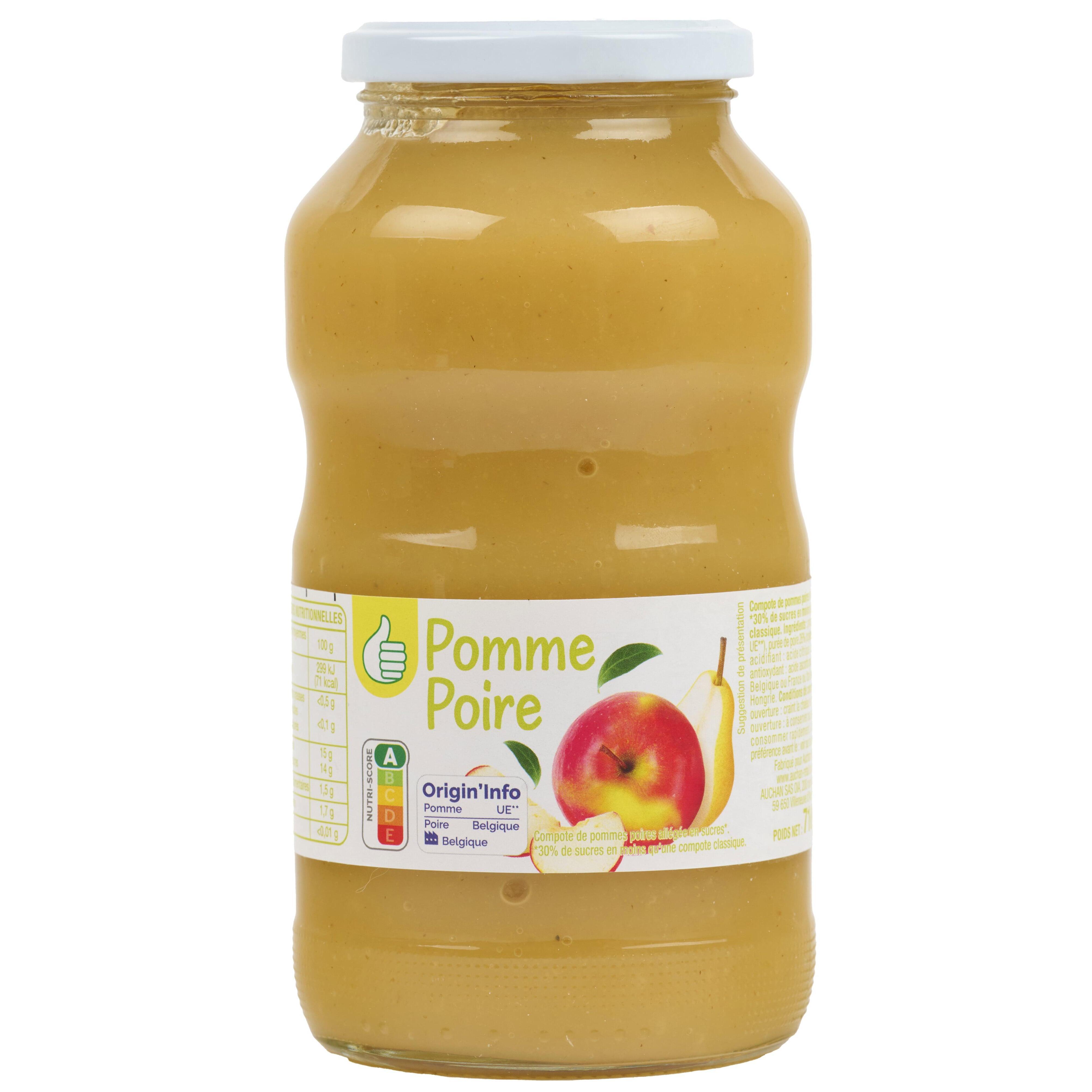 POUCE Compote pomme poire allégée en sucres en bocal 720g