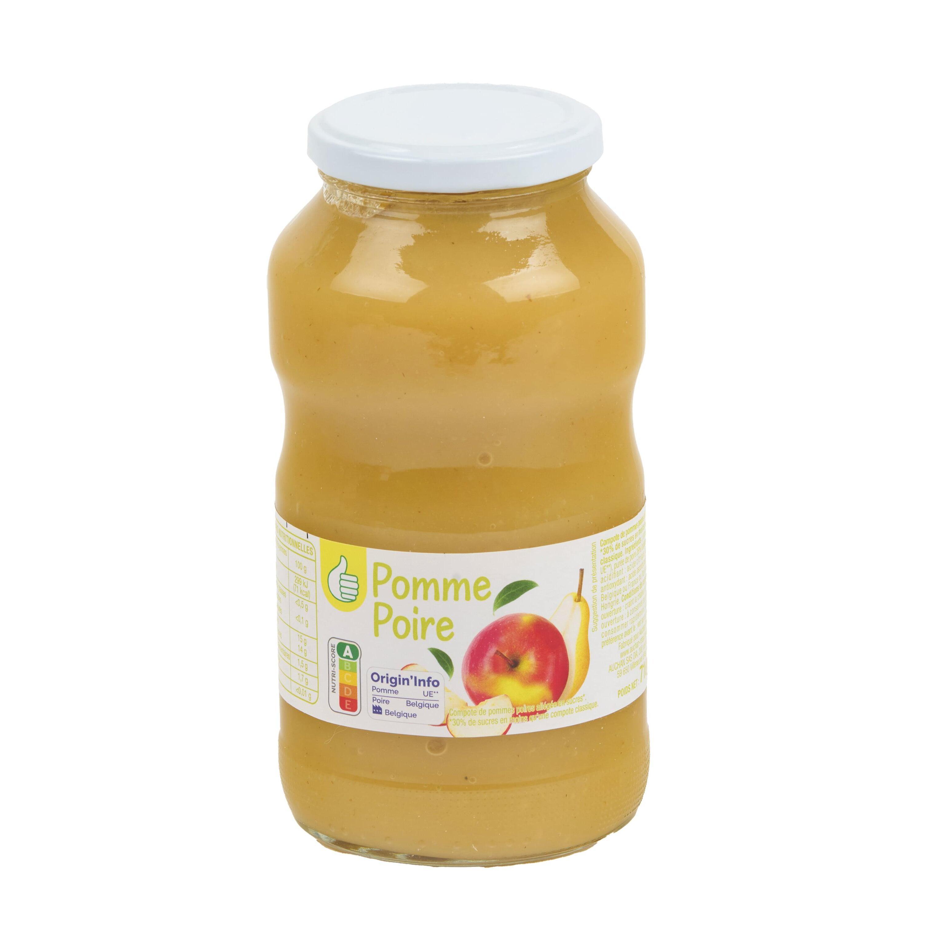 Voir la diapositive 4 : POUCE Compote pomme poire allégée en sucres en bocal 720g