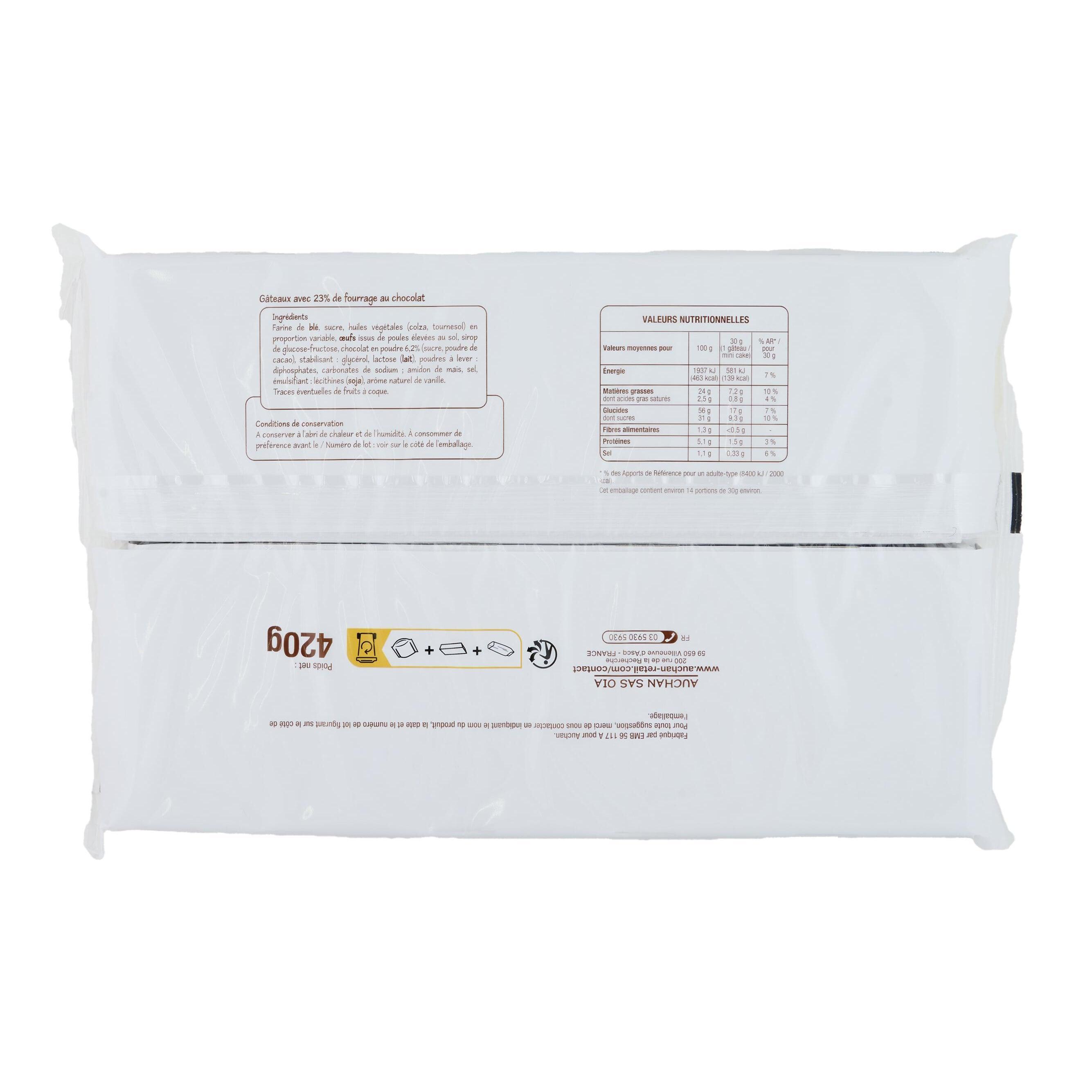 Voir la diapositive 2 : POUCE Mini cakes fourrés au chocolat 14 mini cakes 420g