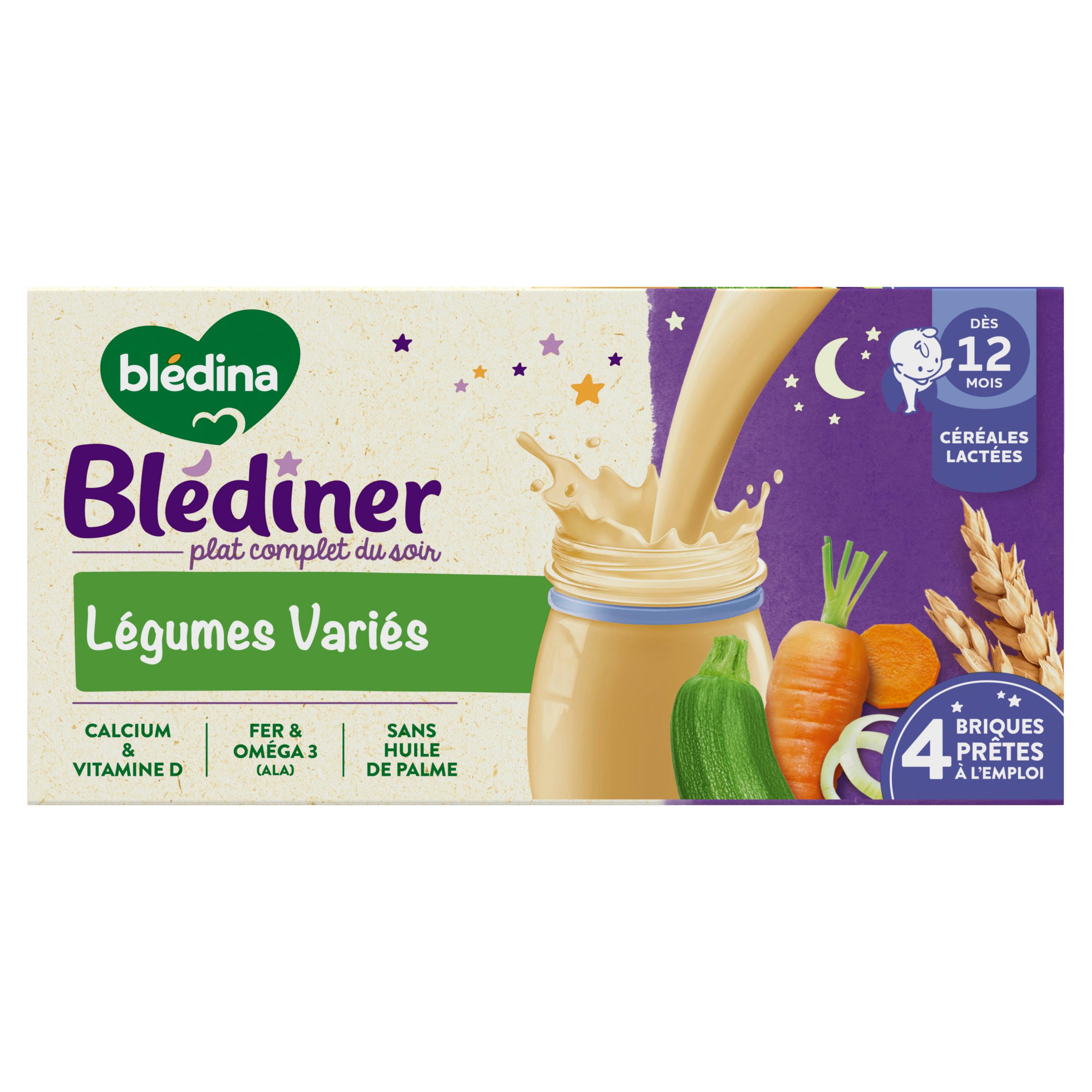 BLEDINA Blédiner Briques Céréales lactées légumes variés dès 12 mois 4x250ml