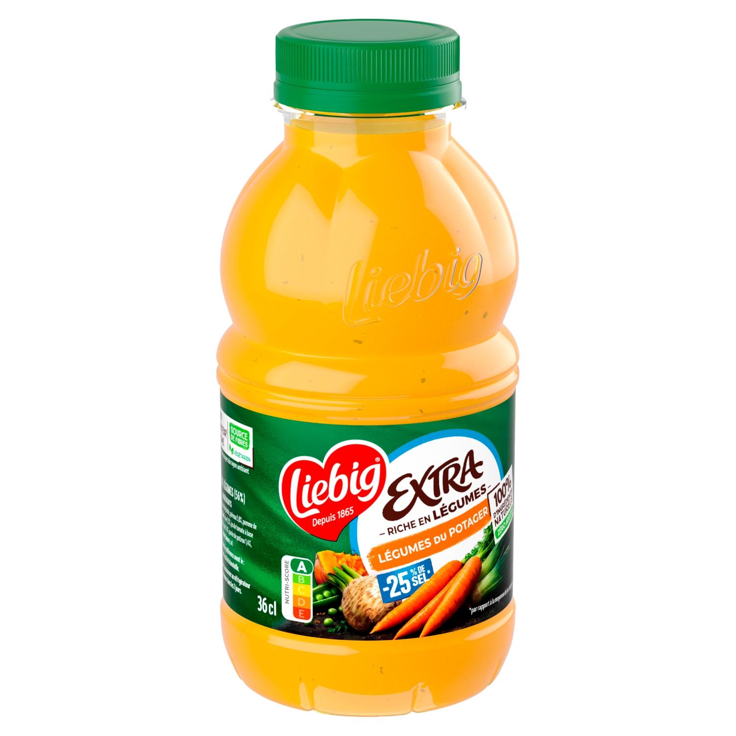 LIEBIG Soupe veloutée liquide bouteille légumes du potager moins 25% de sel 1,5 personnes 36cl