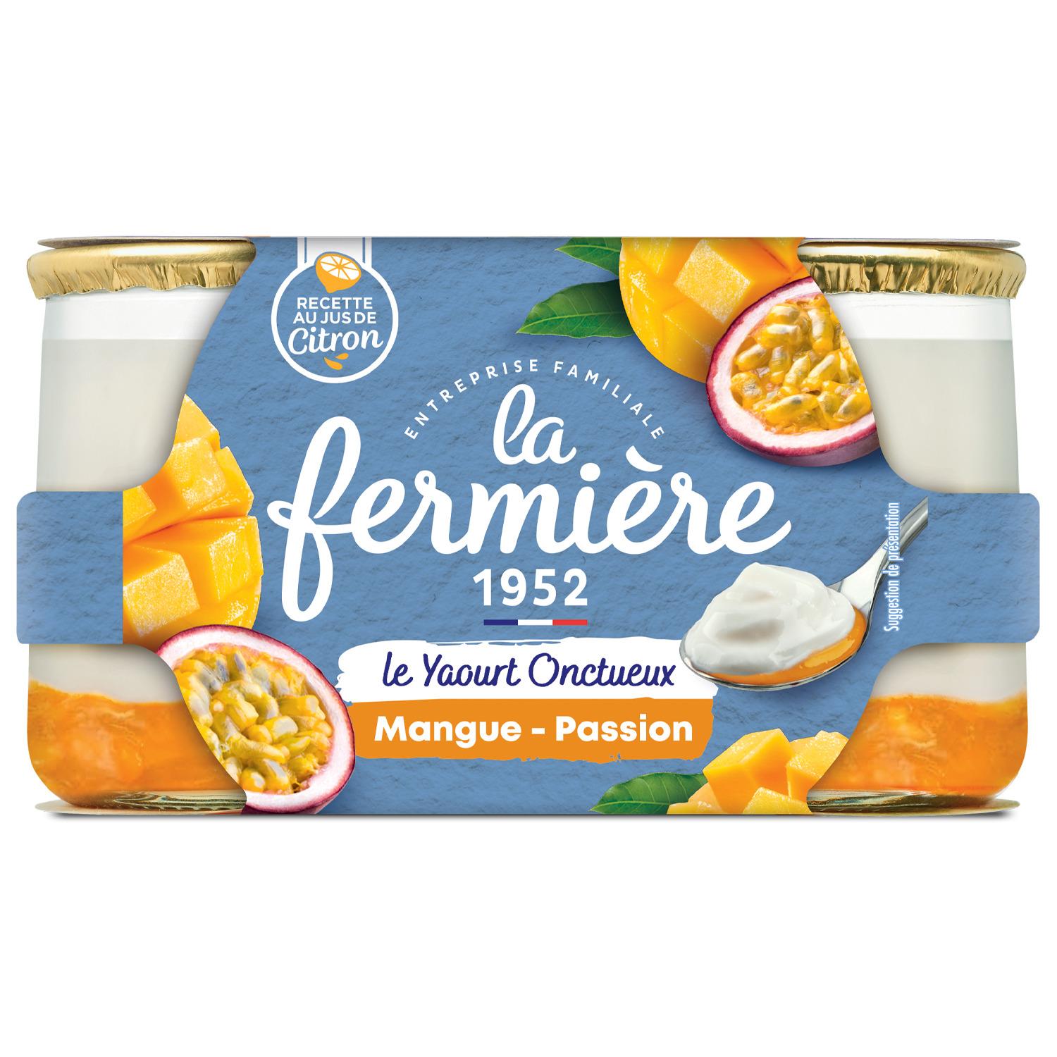 LA FERMIERE Yaourt onctueux sur lit de mangue et fruit de la passion 2x150g