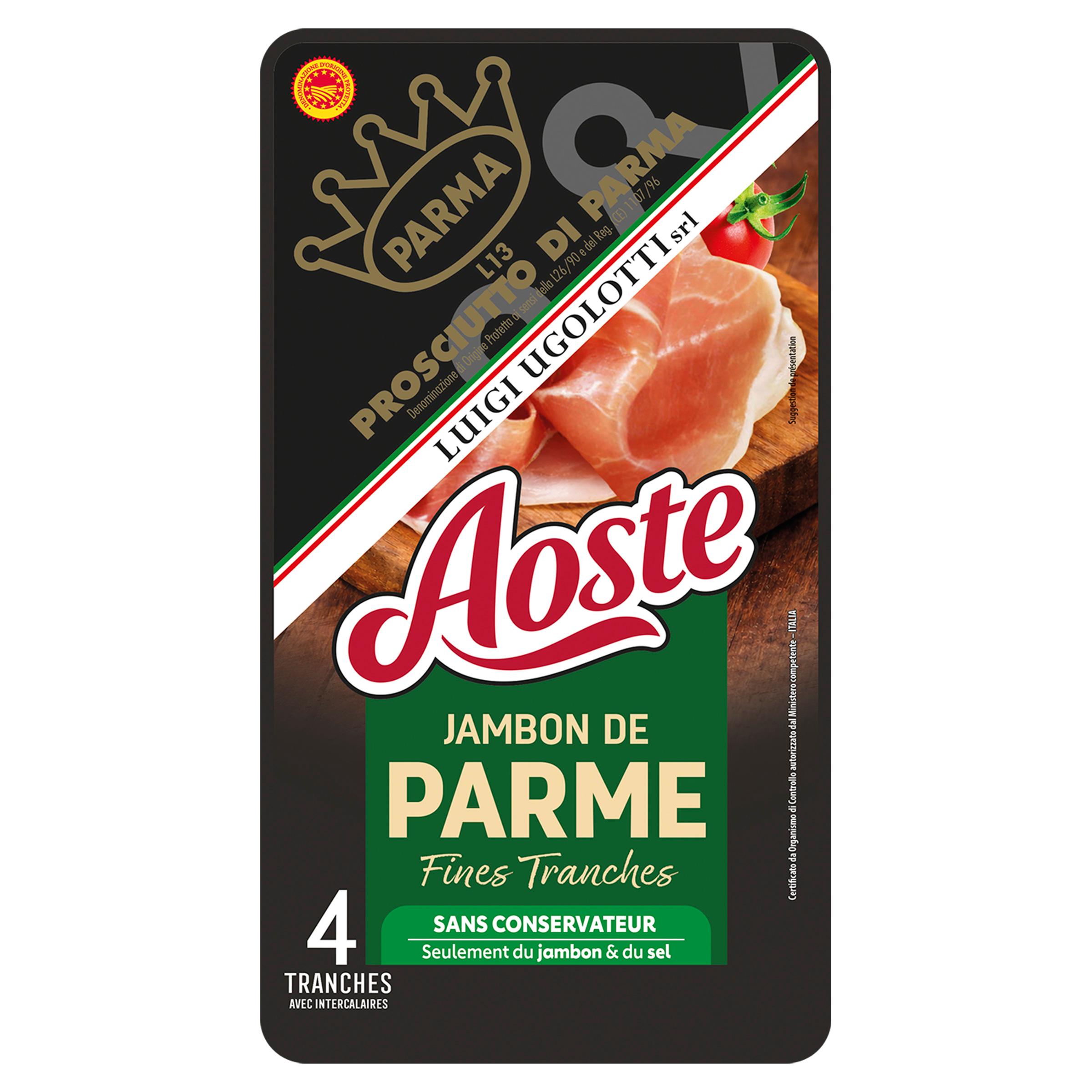AOSTE Jambon cru de Parme AOP fines tranches 4 tranches 60g
