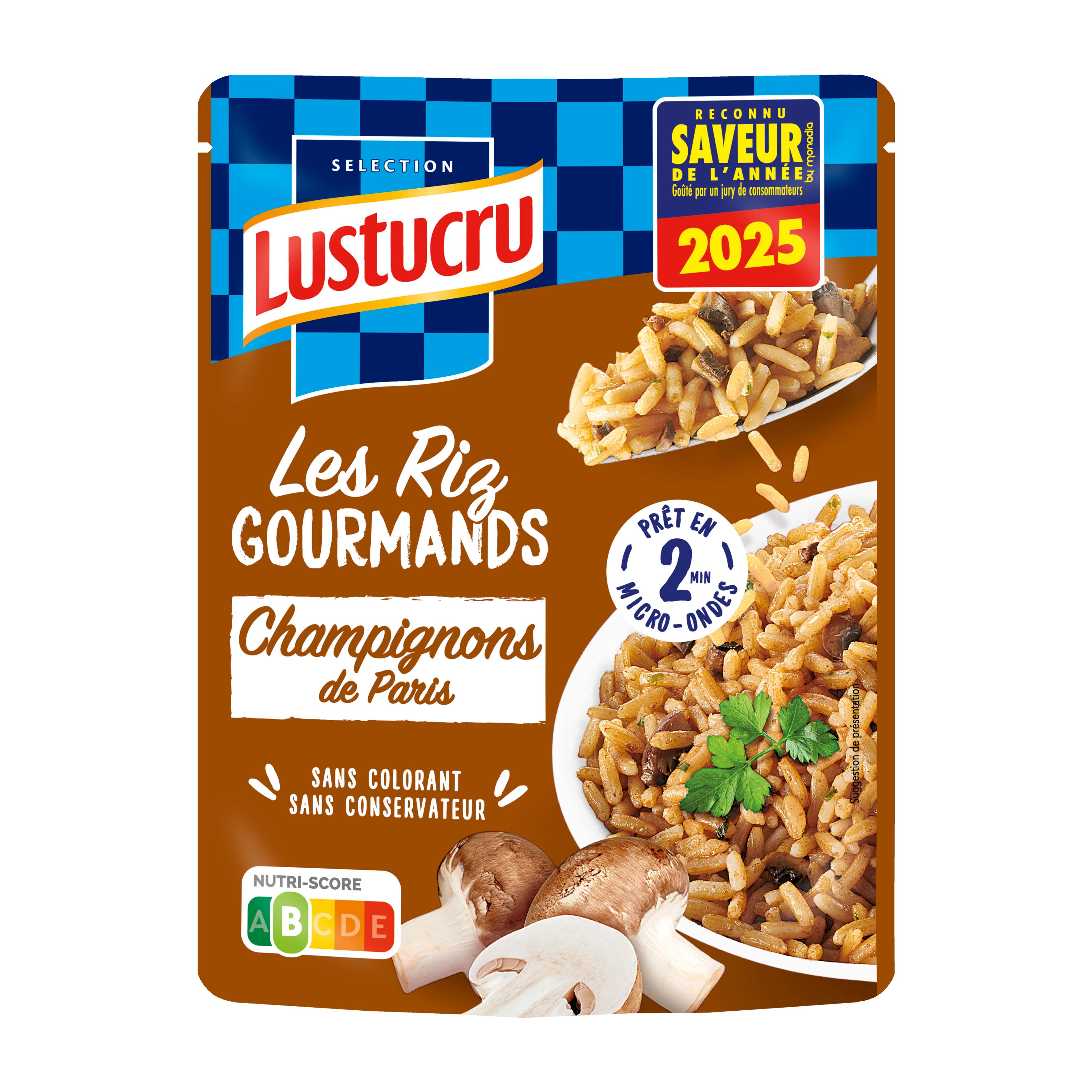 LUSTUCRU Riz aux champignons de Paris sans colorant ni conservateur 1 portion 220g