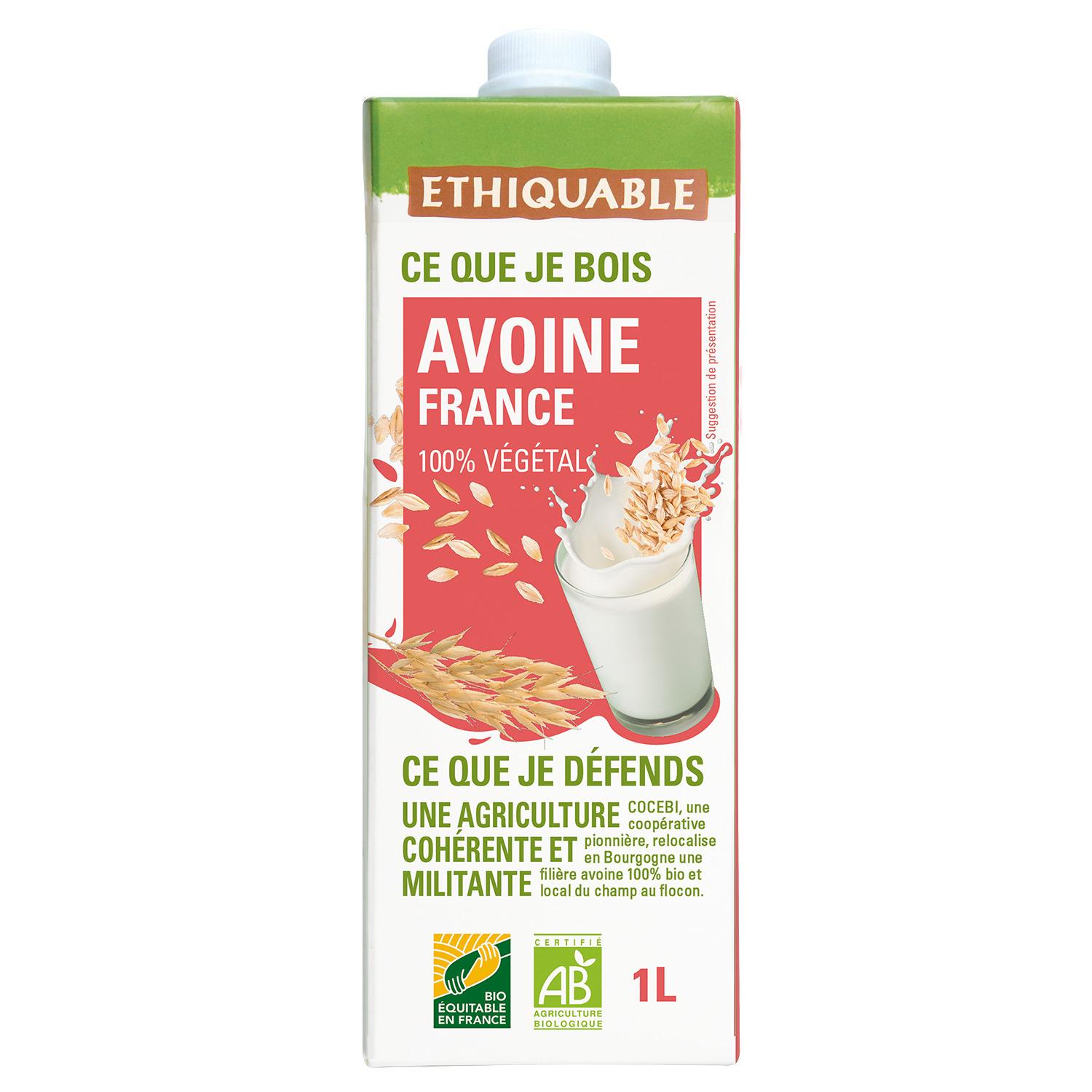 ETHIQUABLE Boisson végétale à l'avoine sans sucres ajoutés bio 1l