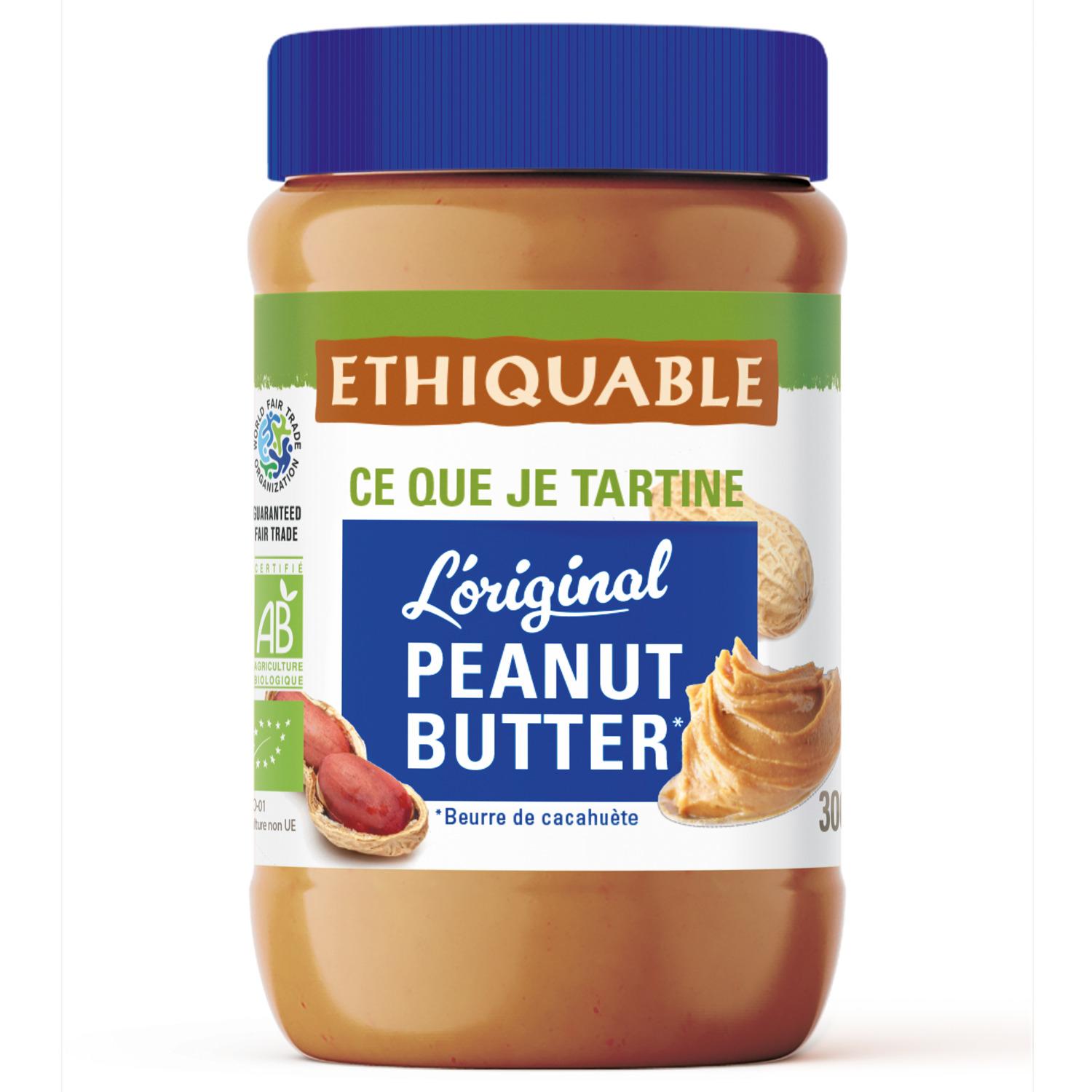 ETHIQUABLE Beurre de cacahuètes bio sans huile de palme sans sucres ajoutés 300g