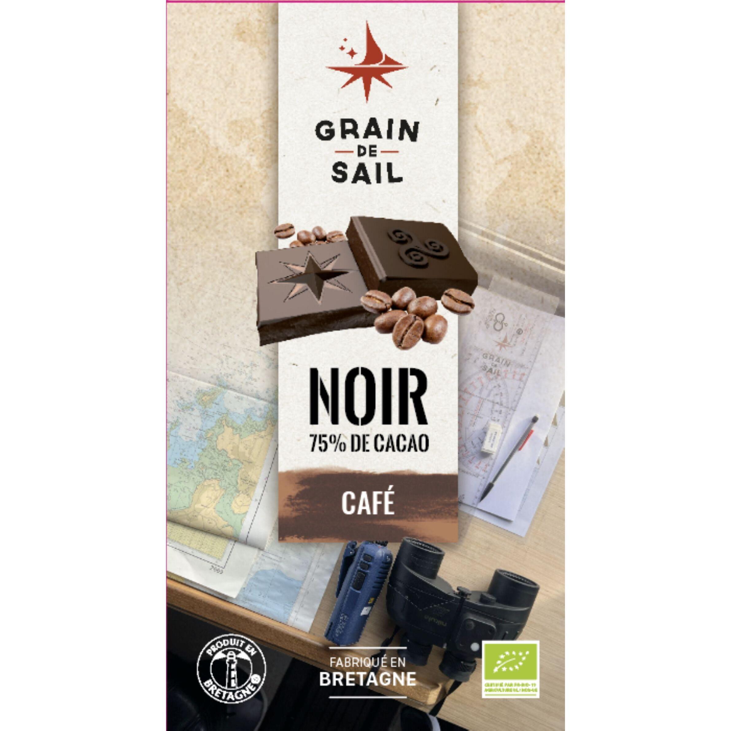 GRAIN DE SAIL Tablette de chocolat noir café 75% cacao bio 100g