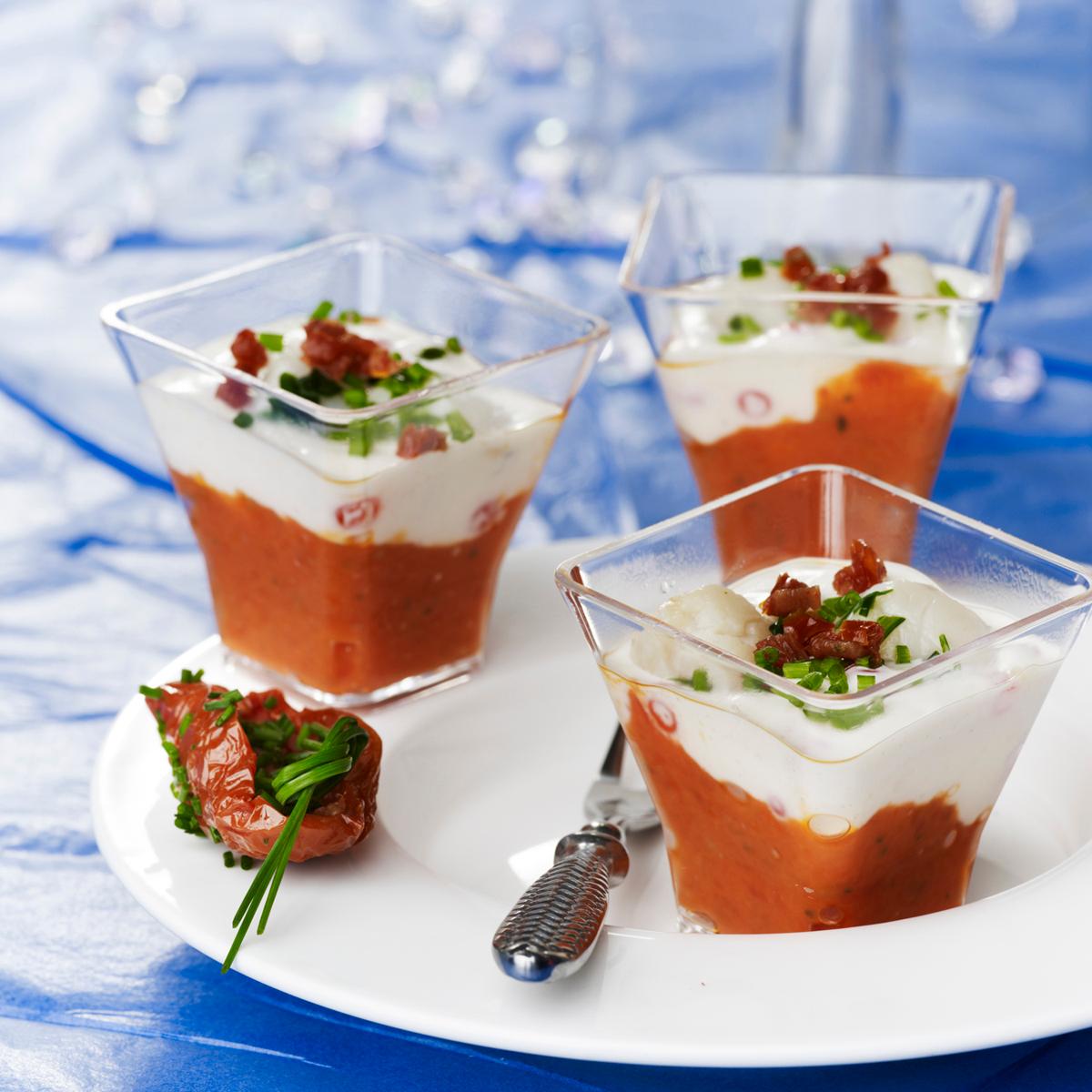 SERVICE TRAITEUR Verrines tomates marinées et noix de st Jacques 6 pièces 270g