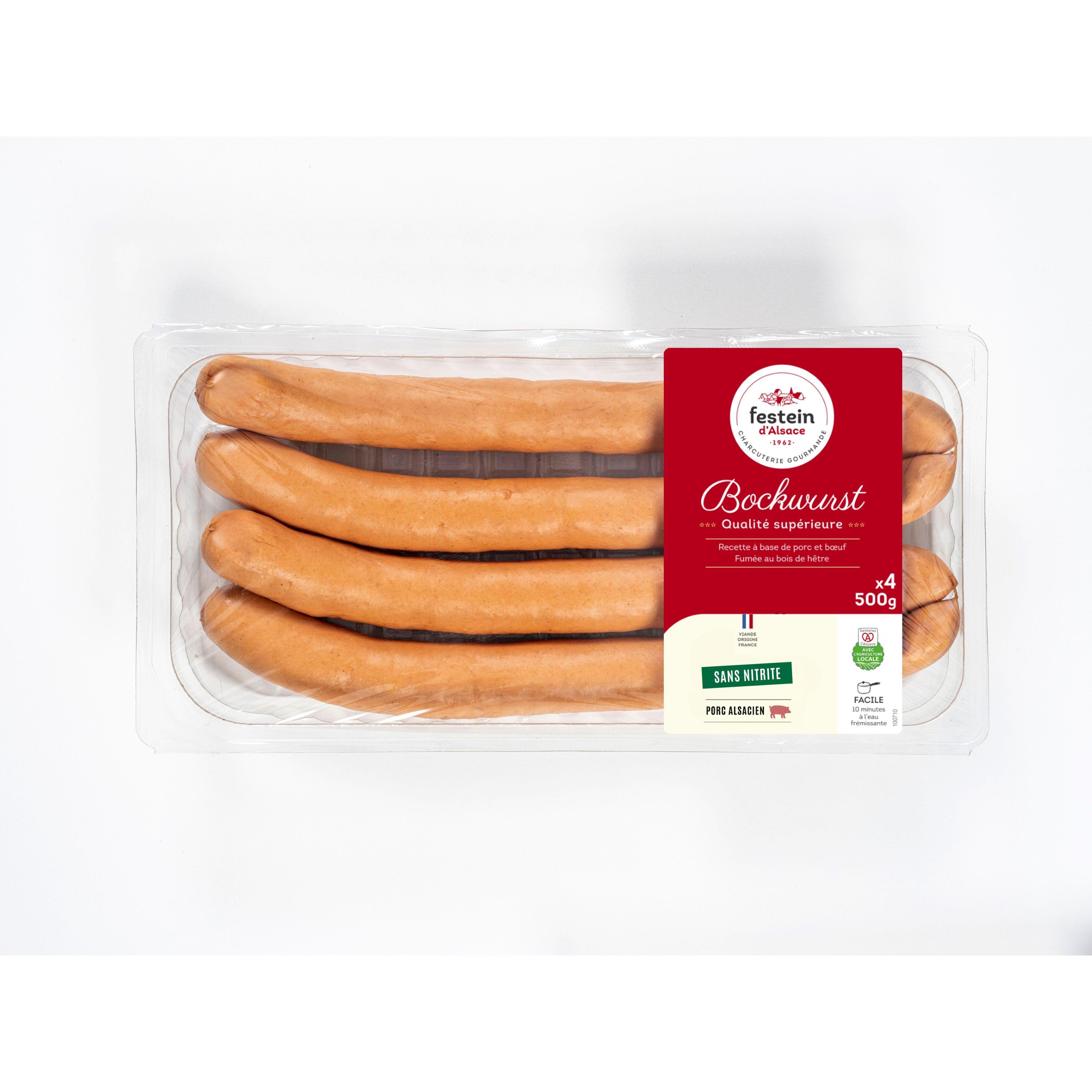 FESTEIN D'ALSACE Bockwurst sans nitrite 4 pièces 4x125g