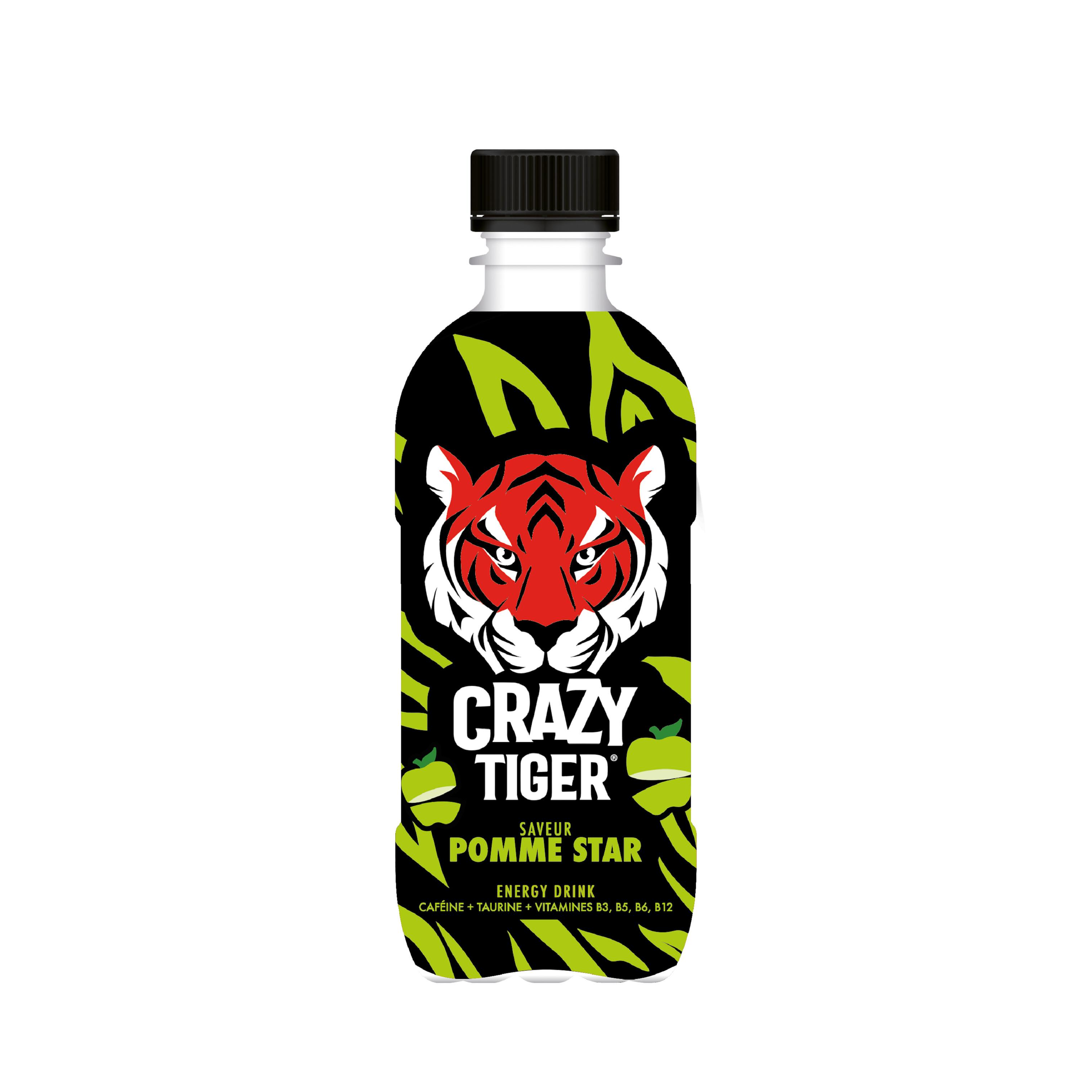 CRAZY TIGER Boisson énergisante gazeuse saveur pomme 35cl