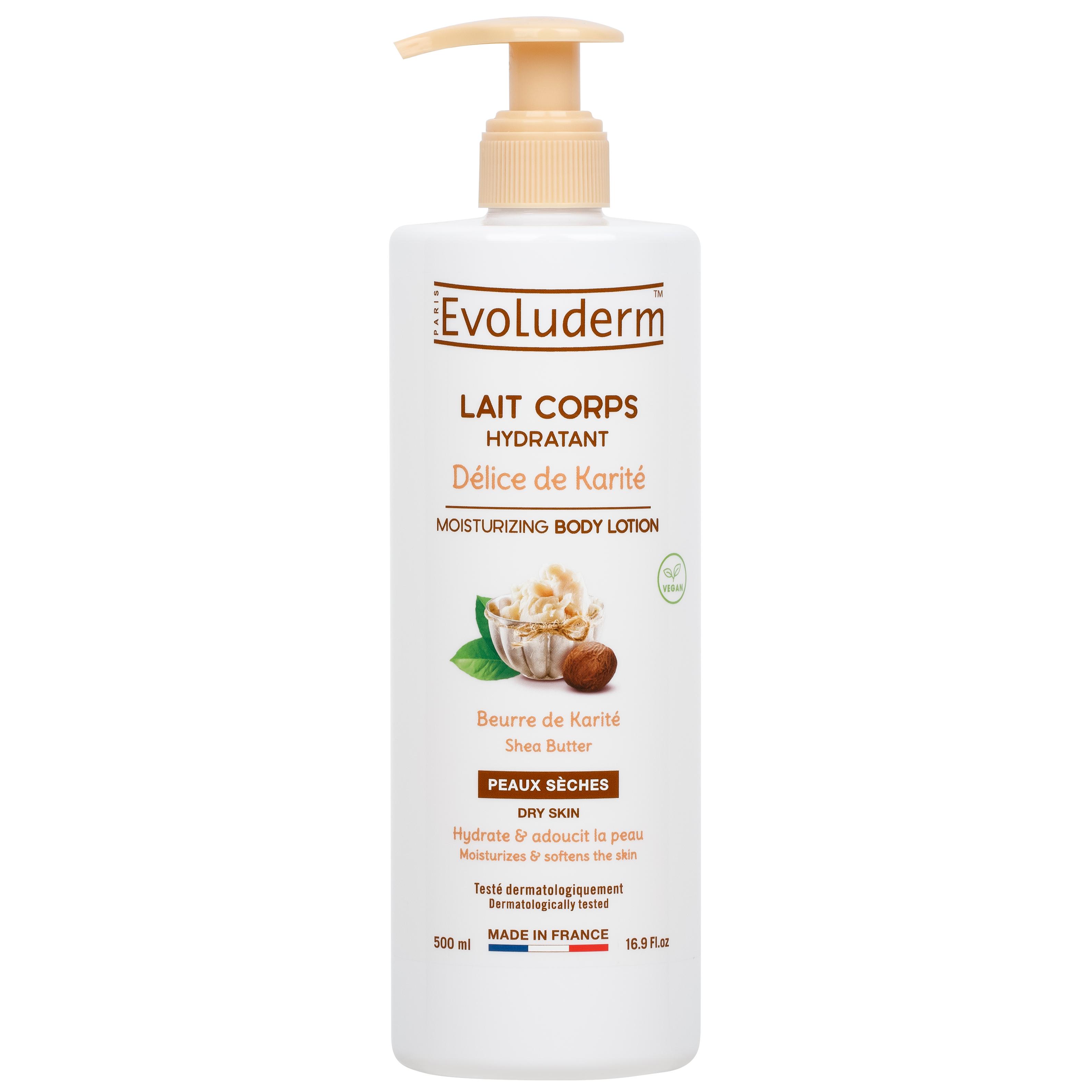 EVOLUDERM Lait corps hydratant délice de karité peaus sèches 500ml