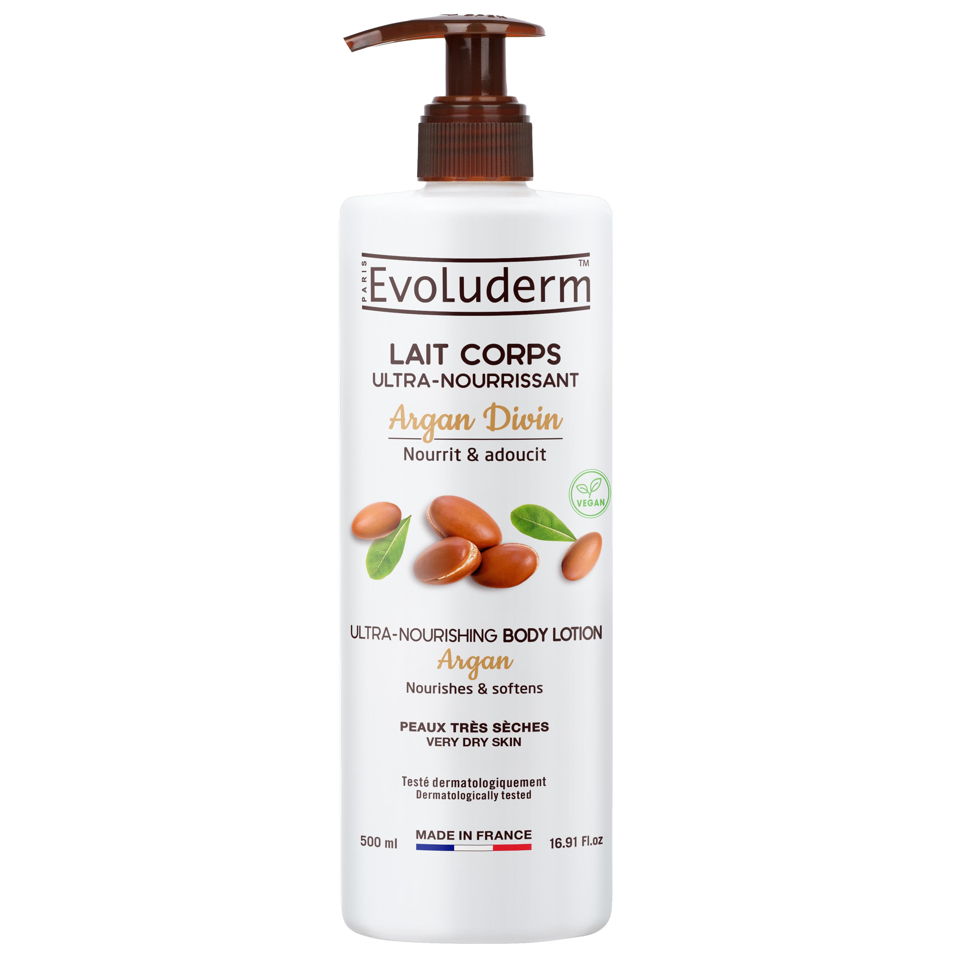 EVOLUDERM Lait corps ultra nourrissant argan divin peaux très sèches 500ml